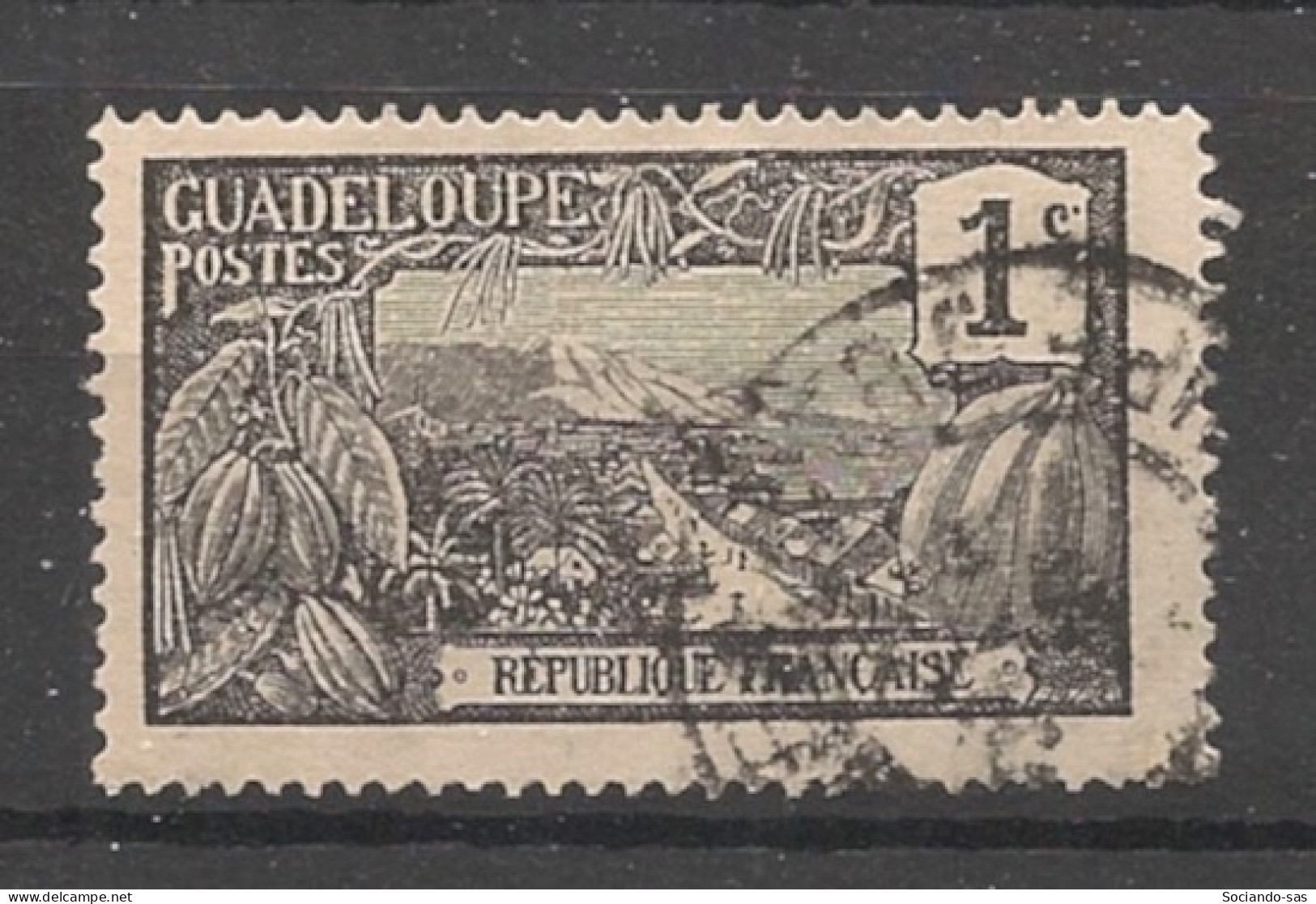 GUADELOUPE - 1905-07 - N°YT. 55 - Mont Houelmont 1c Noir Sur Azuré - Oblitéré / Used - Used Stamps