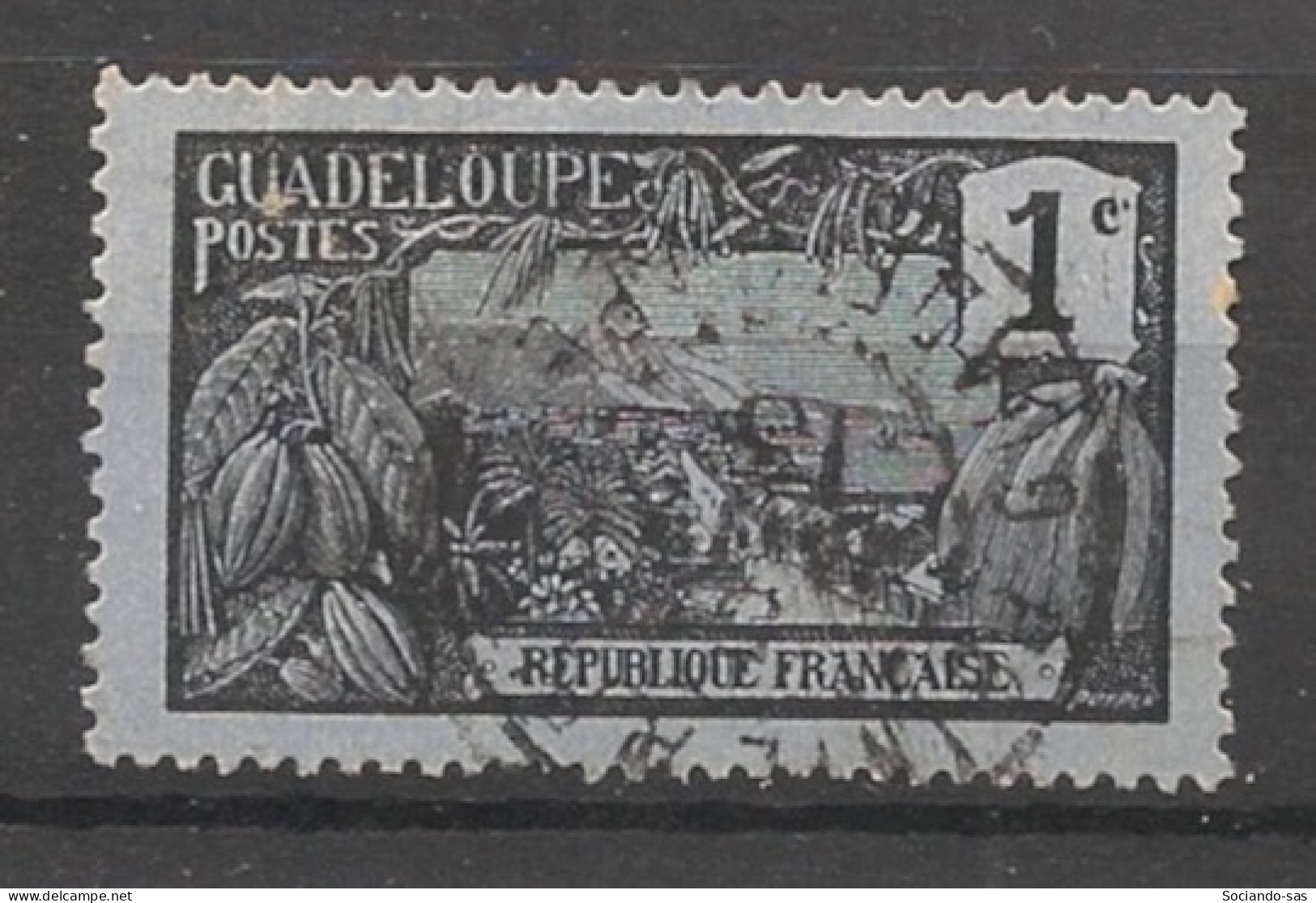 GUADELOUPE - 1905-07 - N°YT. 55 - Mont Houelmont 1c Noir Sur Azuré - Oblitéré / Used - Used Stamps