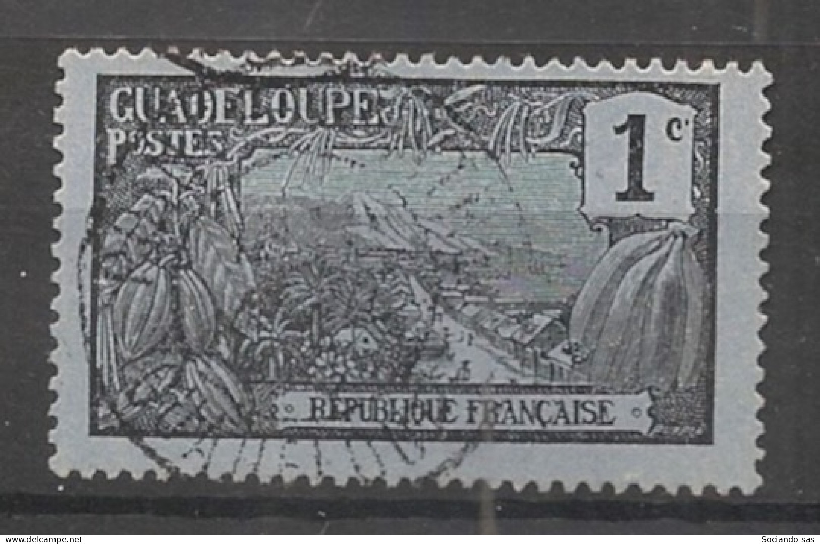 GUADELOUPE - 1905-07 - N°YT. 55 - Mont Houelmont 1c Noir Sur Azuré - Oblitéré / Used - Gebraucht