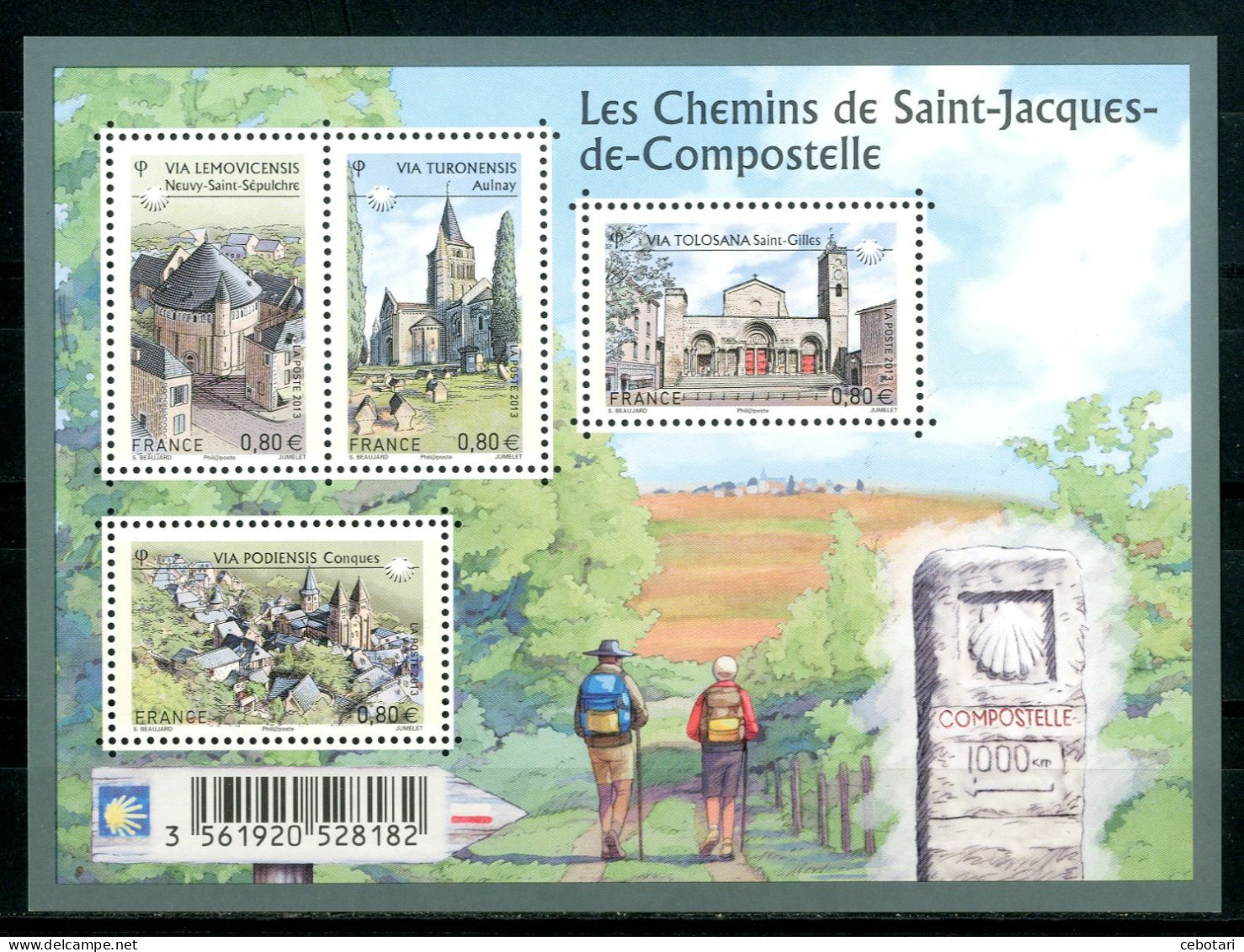 FRANCIA / FRANCE 2013** - The Road To Santiago De Compostella - Block Di 4 Val. MNH. - Cristianesimo