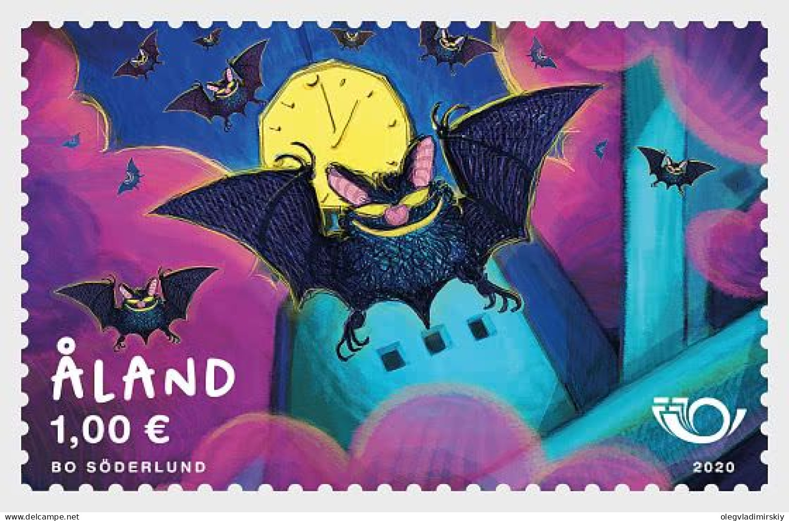 Aland Islands Åland Finland 2020 Nordic Mammals Bats Stamp MNH - Vleermuizen
