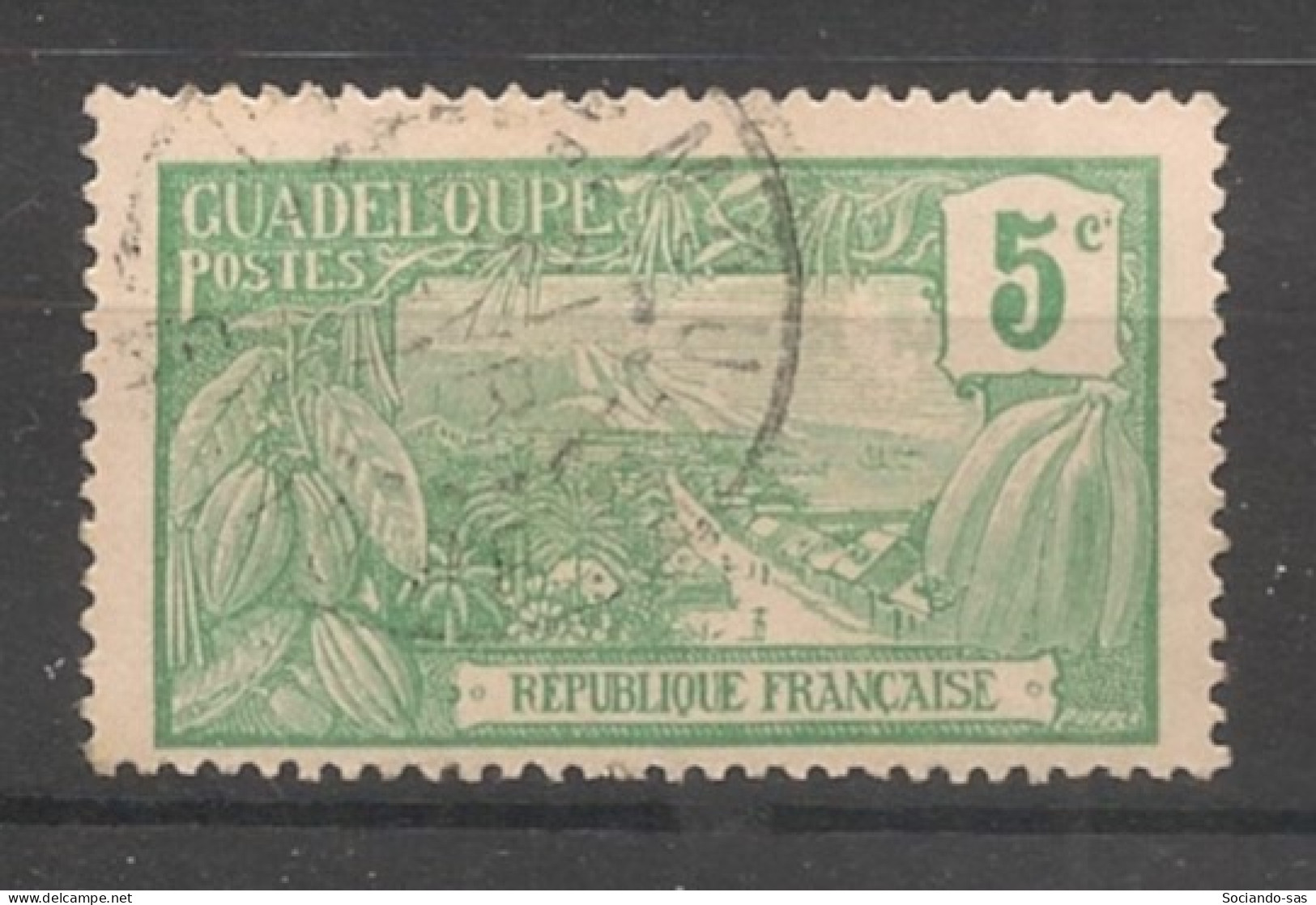 GUADELOUPE - 1905-07 - N°YT. 58 - Mont Houelmont 5c Vert - Oblitéré / Used - Usados