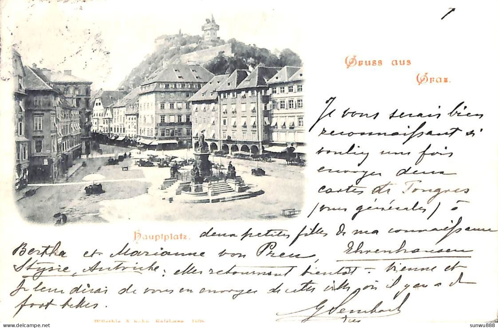Gruss Aus Graz - Hauptplatz (Würthle & Sohn 1898) - Graz