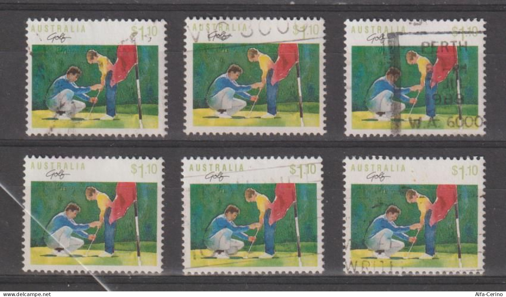 AUSTRALIA:  1989  SPORTS  -  1 D.10  GOLF  USED  STAMPS  -  REP. 6  EXEMPLARY  -  YV/TELL.1106 G - Used Stamps