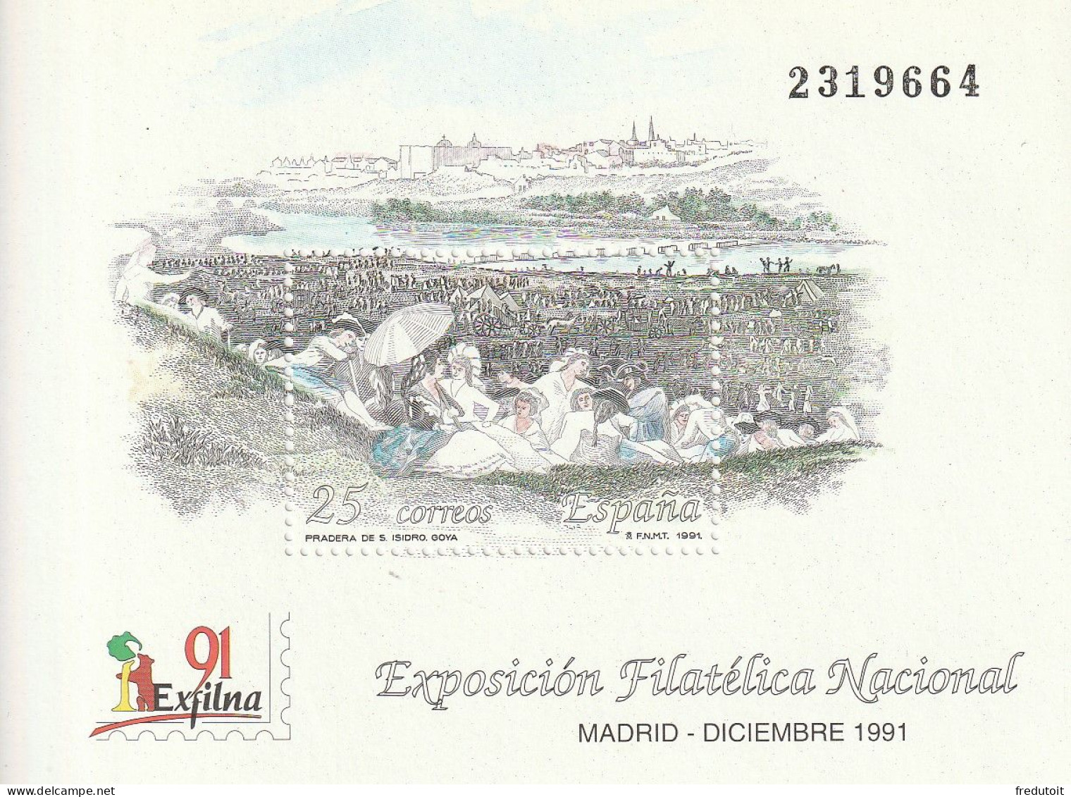 ESPAGNE - BLOC N°47 ** (1991) "Exfilna'91" - Blocks & Sheetlets & Panes