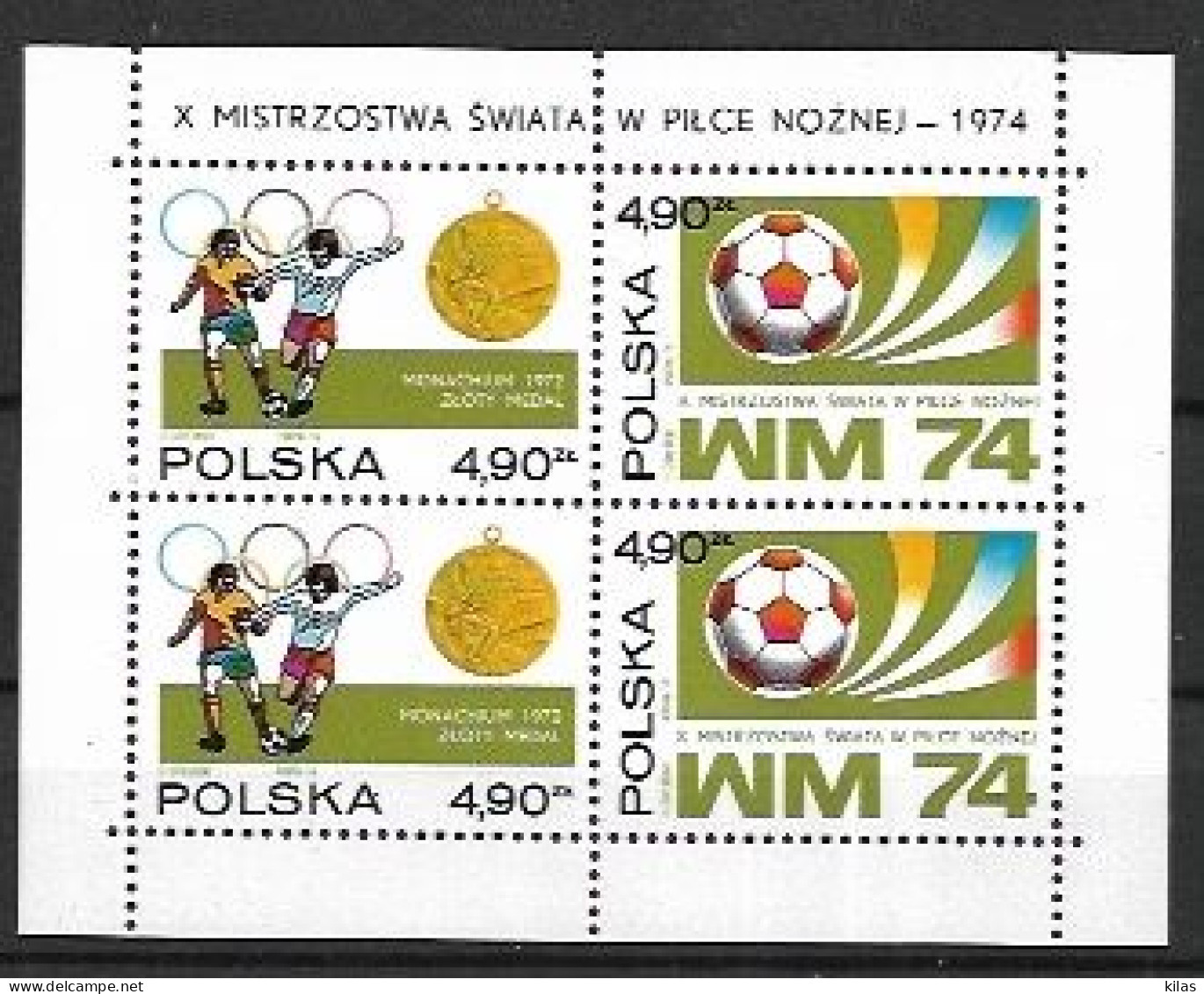 POLAND 1974 World Cup 74 Soccer MNH - Blocks & Sheetlets & Panes