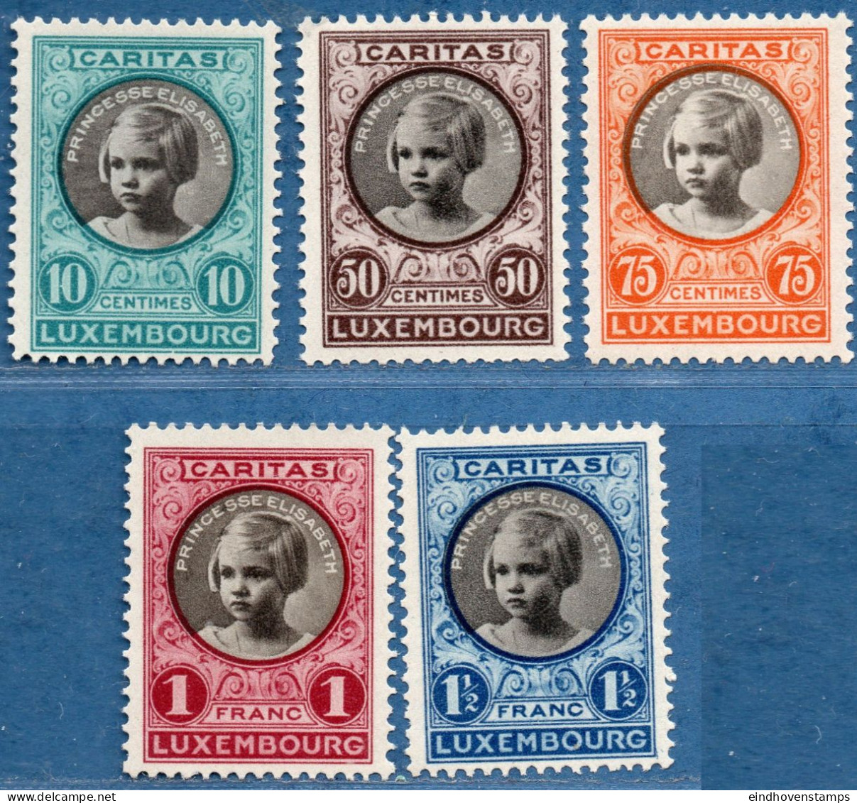 Luxemburg 1927 Caritas Stamps Princes Elisabeth 5 Values MNH - Ungebraucht
