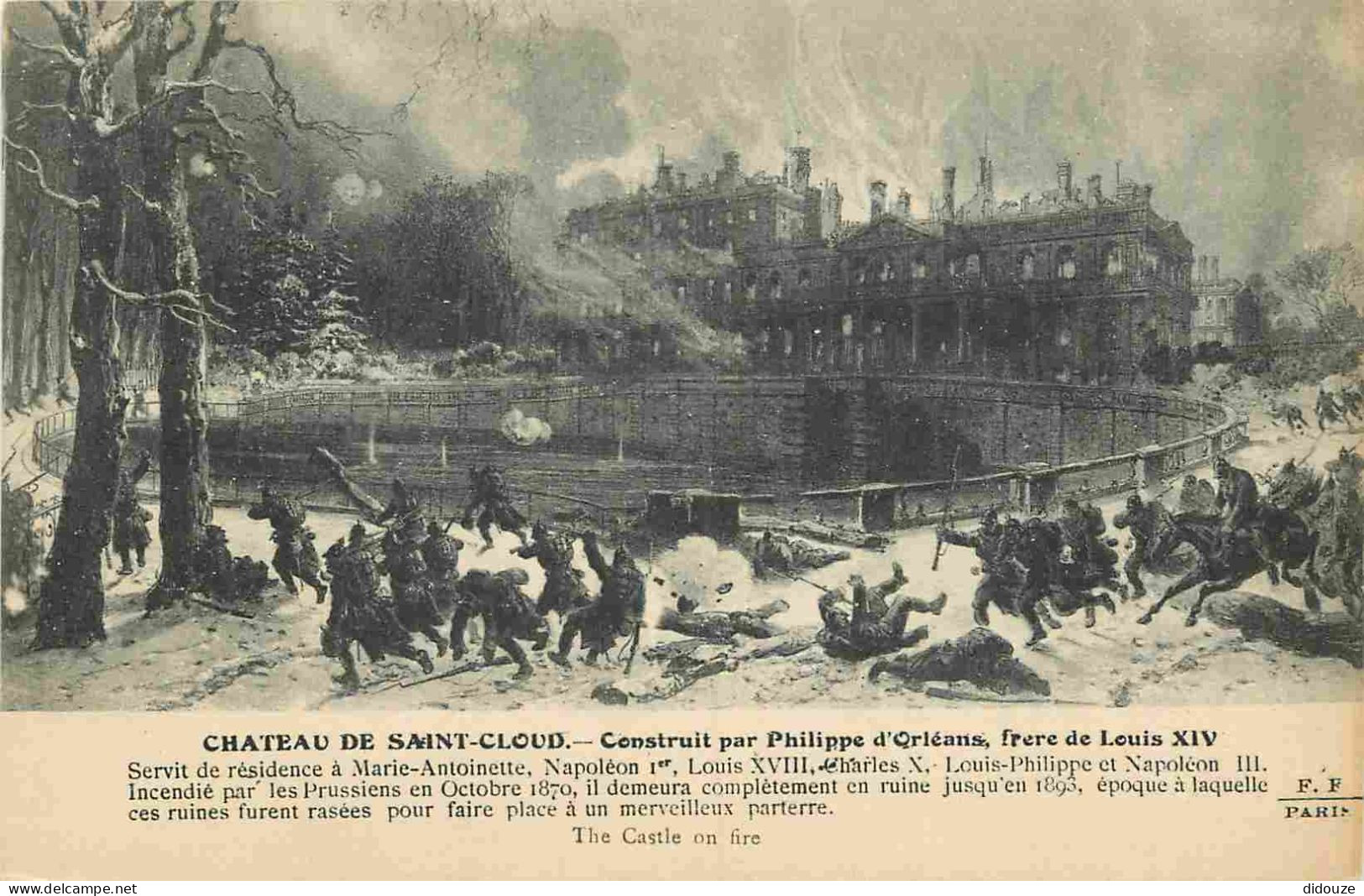 92 - Saint Cloud - Le Château - Incendie Par Les Allemands Le 13 Octobre 1870 - CPA - Voir Scans Recto-Verso - Saint Cloud