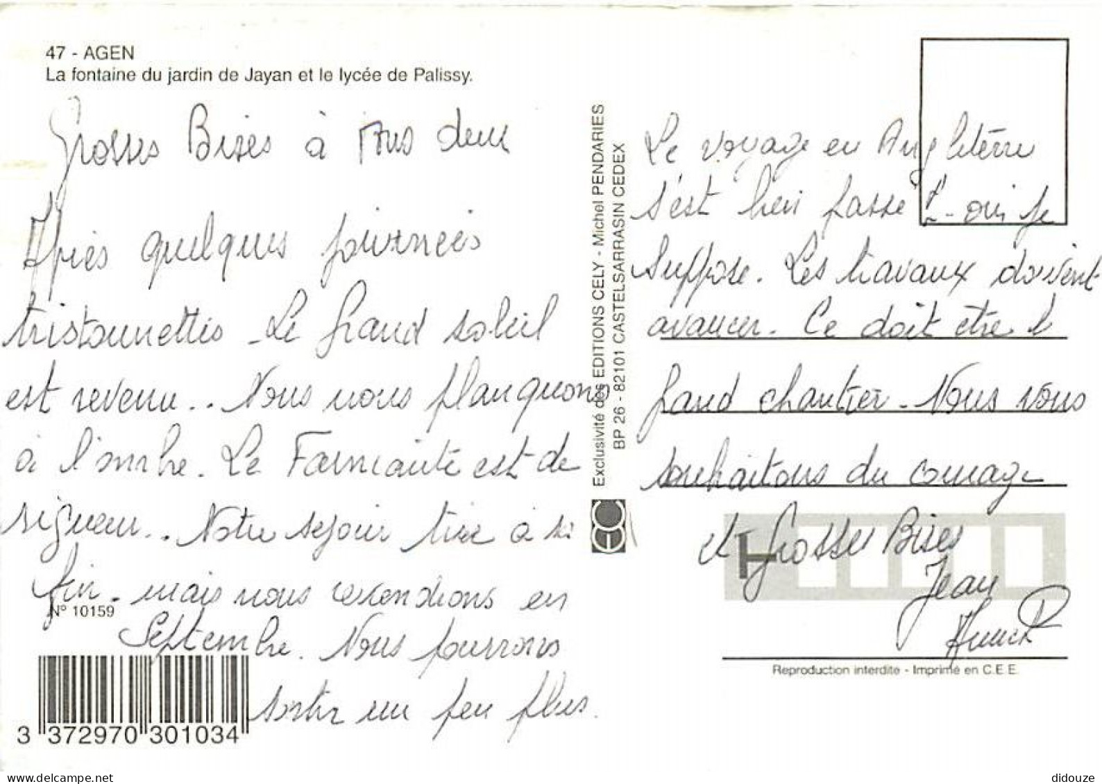 47 - Agen - La Fontaine Du Jardin De Jayan Et Le Lycée De Palissy - CPM - Voir Scans Recto-Verso - Agen