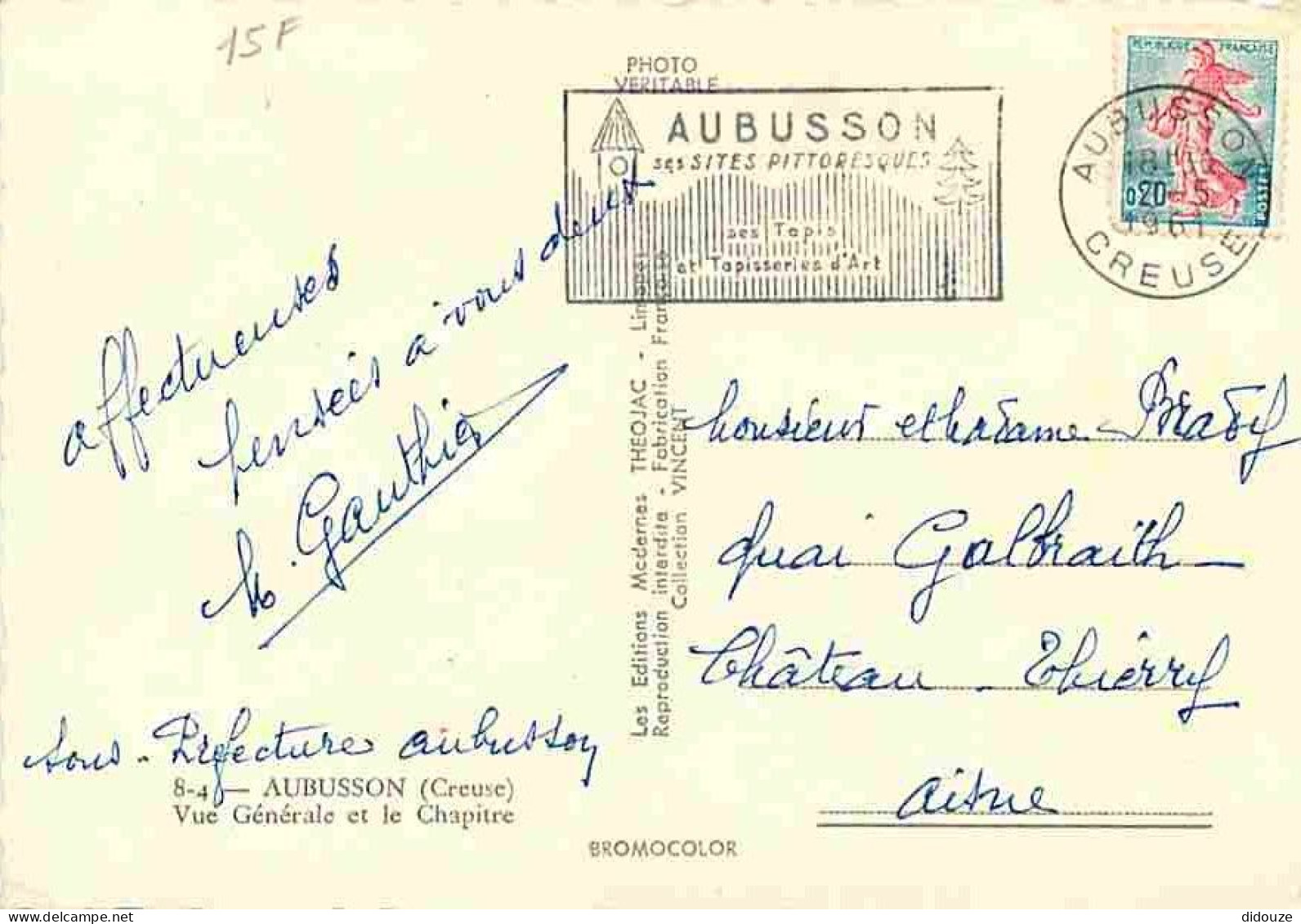 23 - Aubusson - Vue Générale - Le Chapitre - Flamme Postale - CPM - Voir Scans Recto-Verso - Aubusson