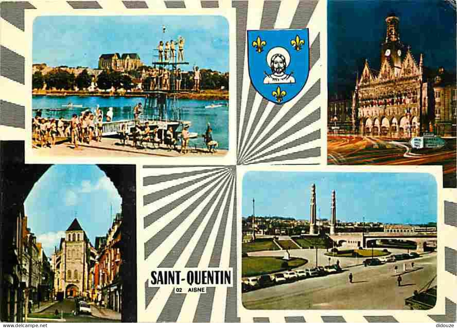 02 - Saint Quentin - Multivues - Automobiles - Blasons - Piscine - CPM - Voir Scans Recto-Verso  - Saint Quentin