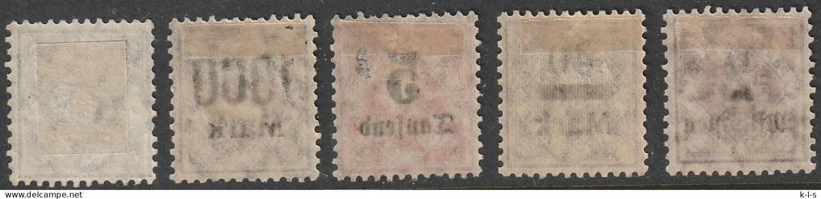 Altd.- Württemberg: Dienstmarken: 5 Versch. Werte, Mi. Nr. 114, 164, 171, 173, 180.   */MH - Mint