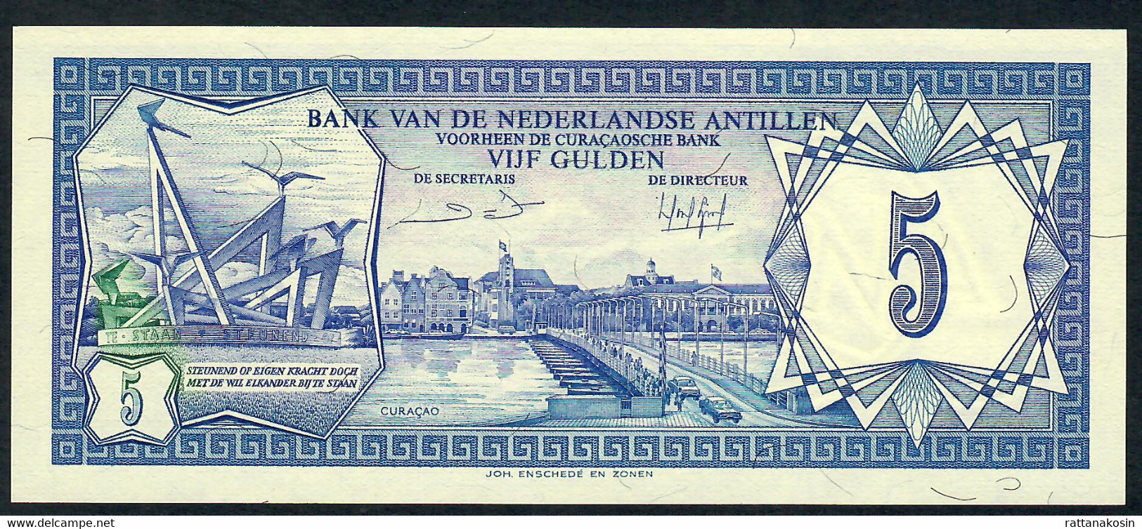 NETHERLANDS ANTILLES  P15b 5 GULDEN  1.6.1984 CURACAO Signature 7  UNC. - Other - America