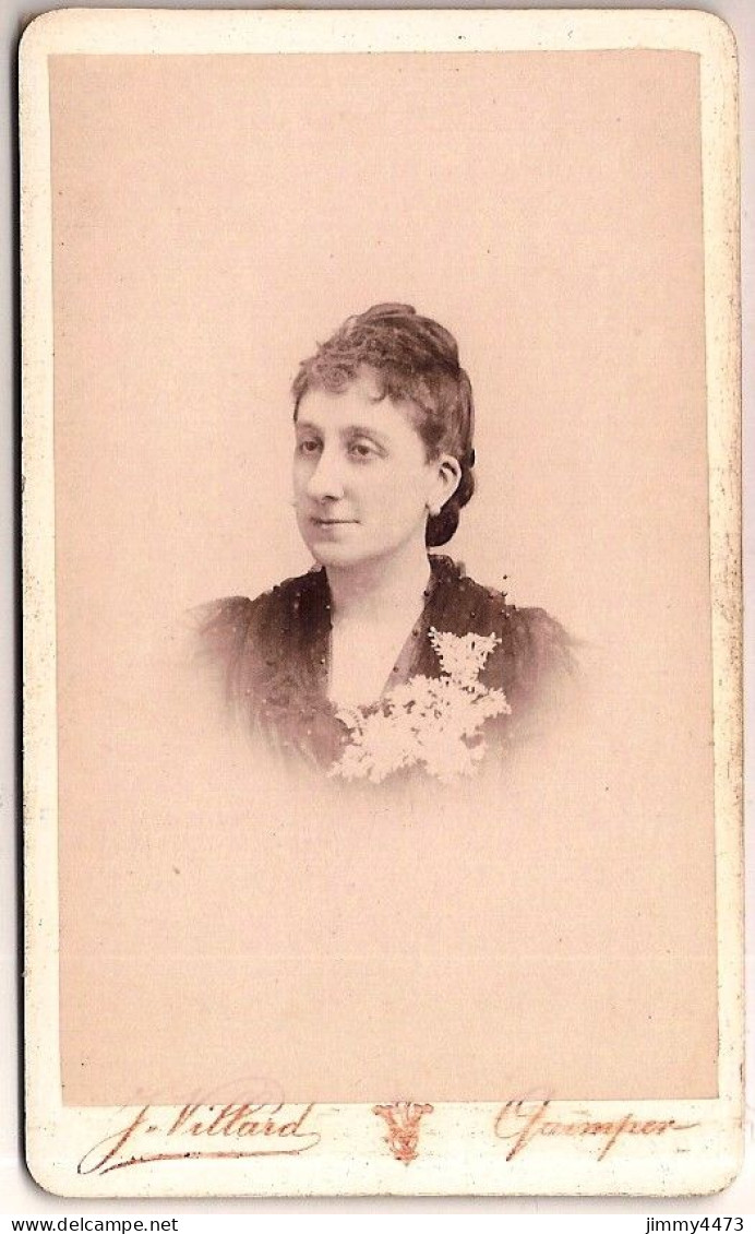 CARTE CDV - Edit. J. VILLARD - Portrait D'une Femme à Identifier - Tirage Aluminé 19 ème - Taille 63 X 104 - Old (before 1900)