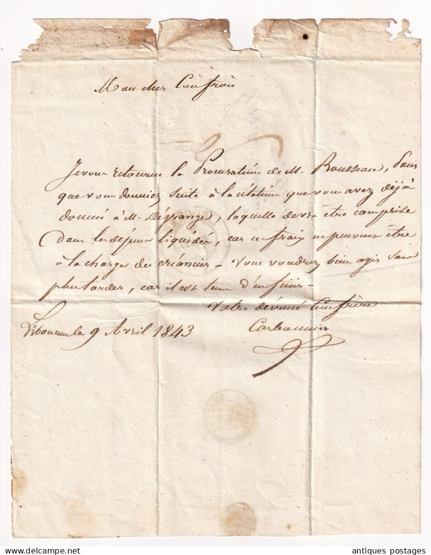 Lettre 1843 Avec Correspondance Libourne Pour Guîtres Gironde - 1801-1848: Précurseurs XIX