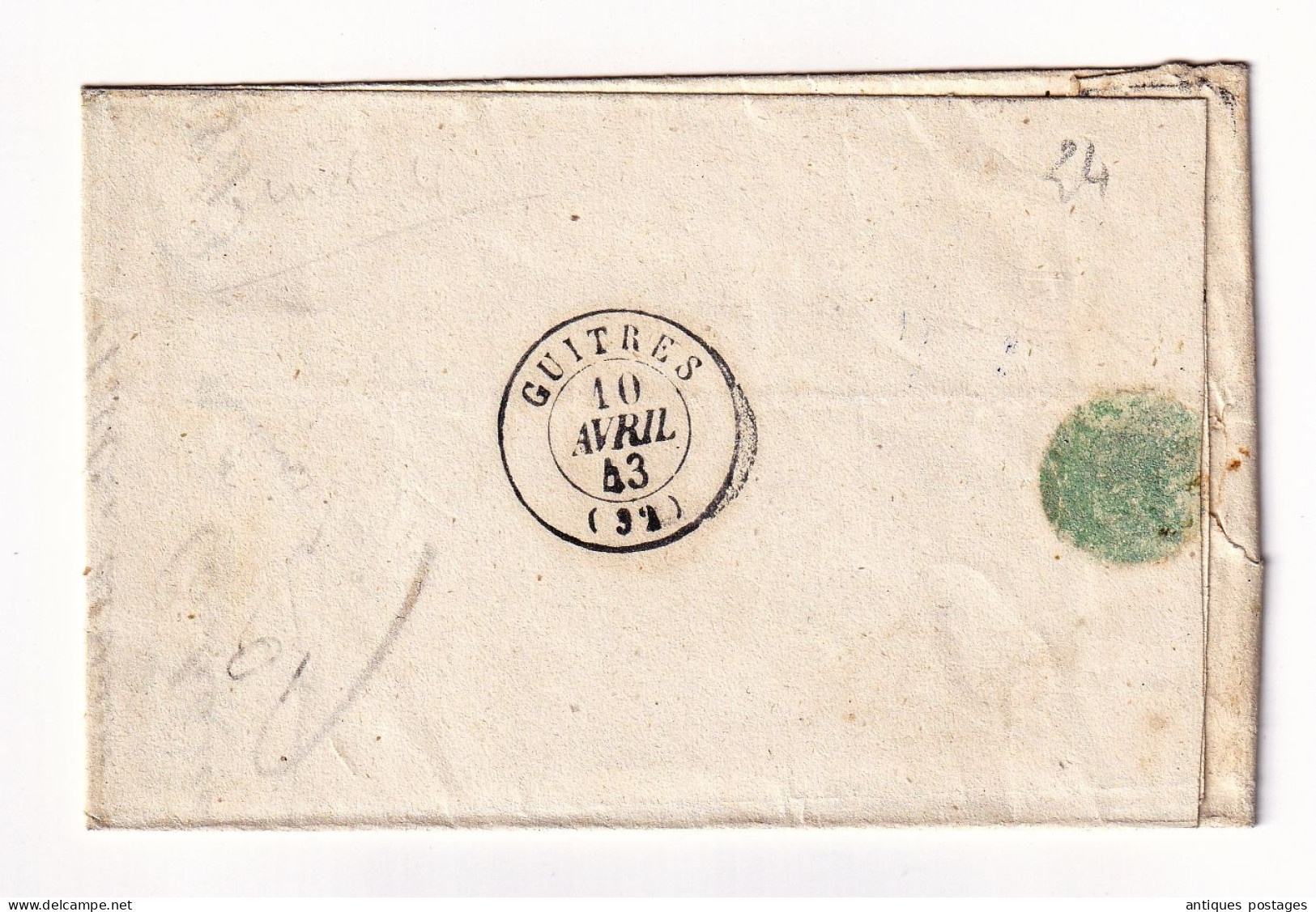 Lettre 1843 Avec Correspondance Libourne Pour Guîtres Gironde - 1801-1848: Precursors XIX