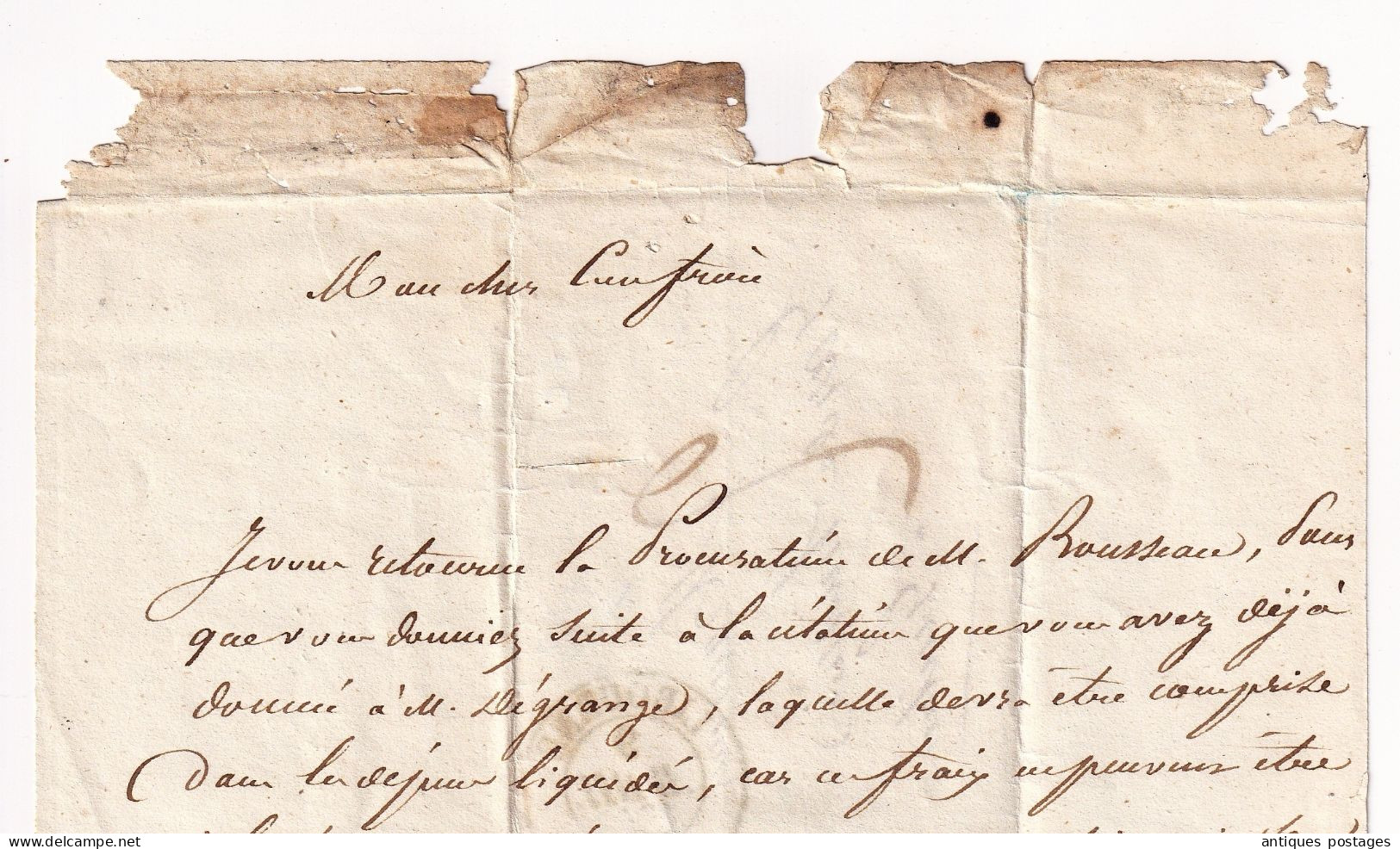 Lettre 1843 avec Correspondance Libourne pour Guîtres Gironde