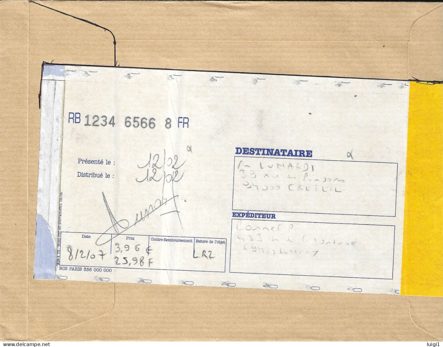 FRANCE 1985/89 - Lettre Recommandée LR2 + AR - Y&T PREO N°189-194/201-203. Affranchissement " Insolite " Du 8-2-2007. - Briefe U. Dokumente