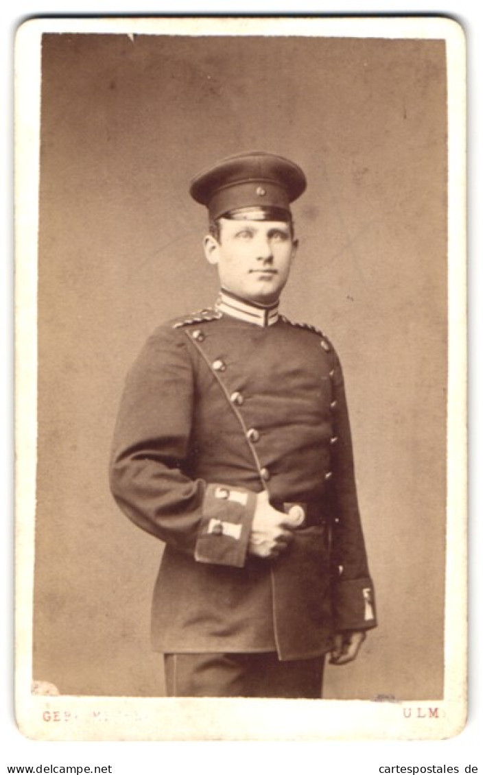 Fotografie Gebr. Meckes, Ulm, Einjährig-Freiwilliger Karl Friedrich Bellino In Uniform, Bellino & Cie. Metall-Werk  - Guerre, Militaire