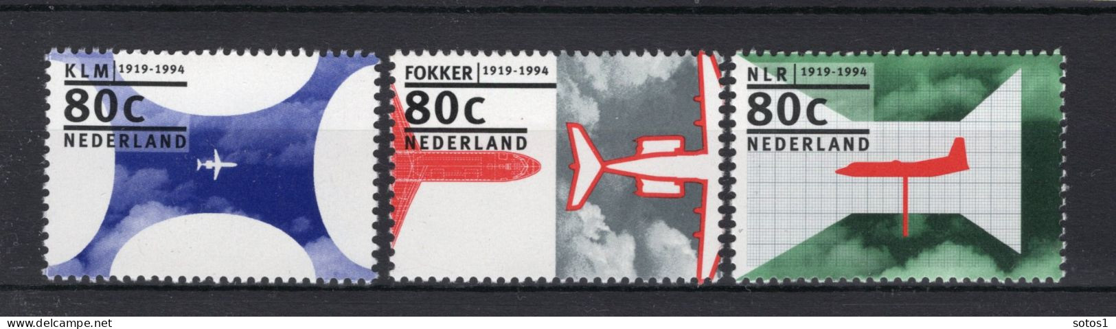 NEDERLAND 1605/1607 MNH 1994 - 75 Jaar Nederlandse Luchtvaart - Unused Stamps