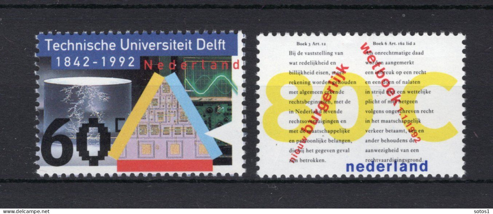 NEDERLAND 1515/1516 MNH 1992 - 150 Jaar Technische Universiteit Delft - Unused Stamps