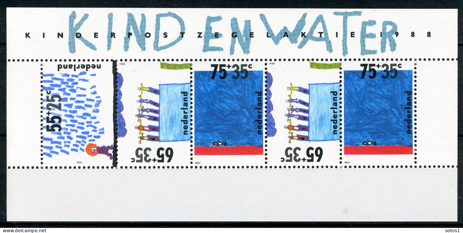 NEDERLAND 1418 MNH Blok 1988 - Kinderzegels, Kind En Water - Blocks & Sheetlets