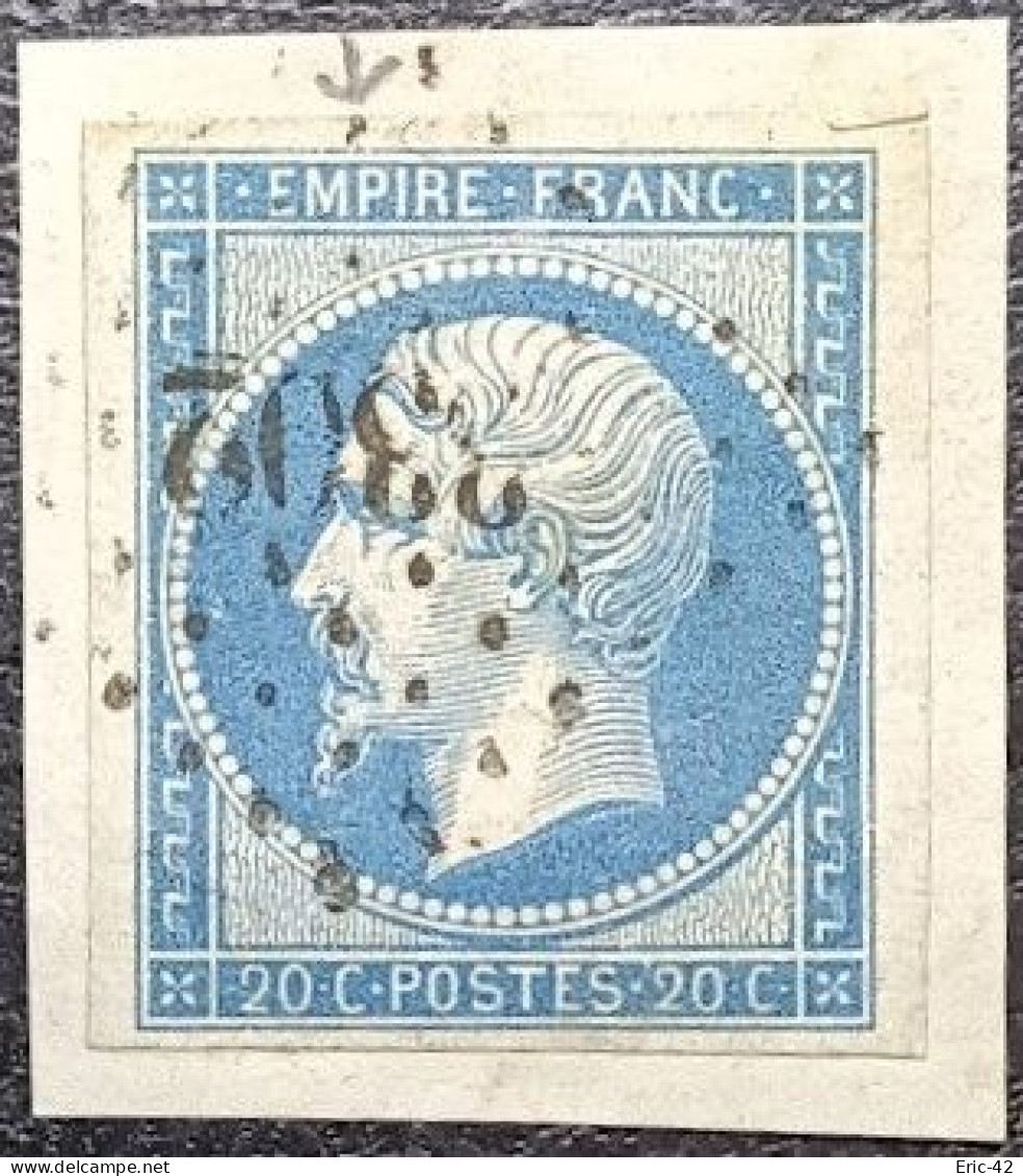 N°14A Napoléon 20c Bleu. Oblitéré Losange PC N°3302 Saint-Vallier (Saint-Vallier-sur-Rhône) - 1853-1860 Napoleon III
