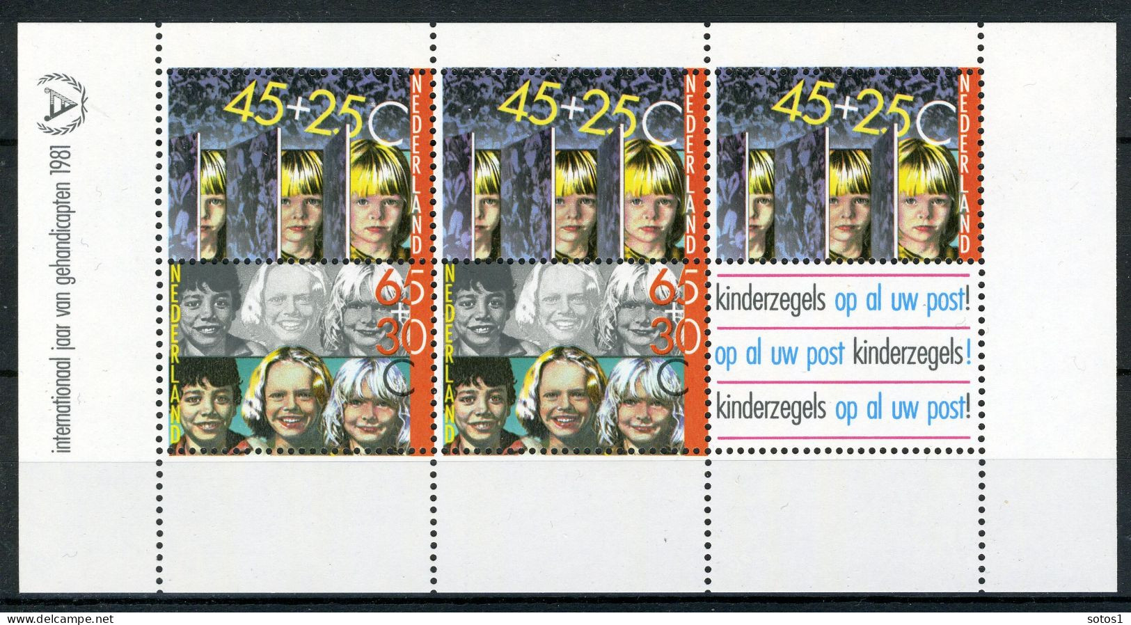 NEDERLAND 1236 MNH Blok 1981 - Kinderzegels, Int. Jaar Van Gehandicapten - Blocs