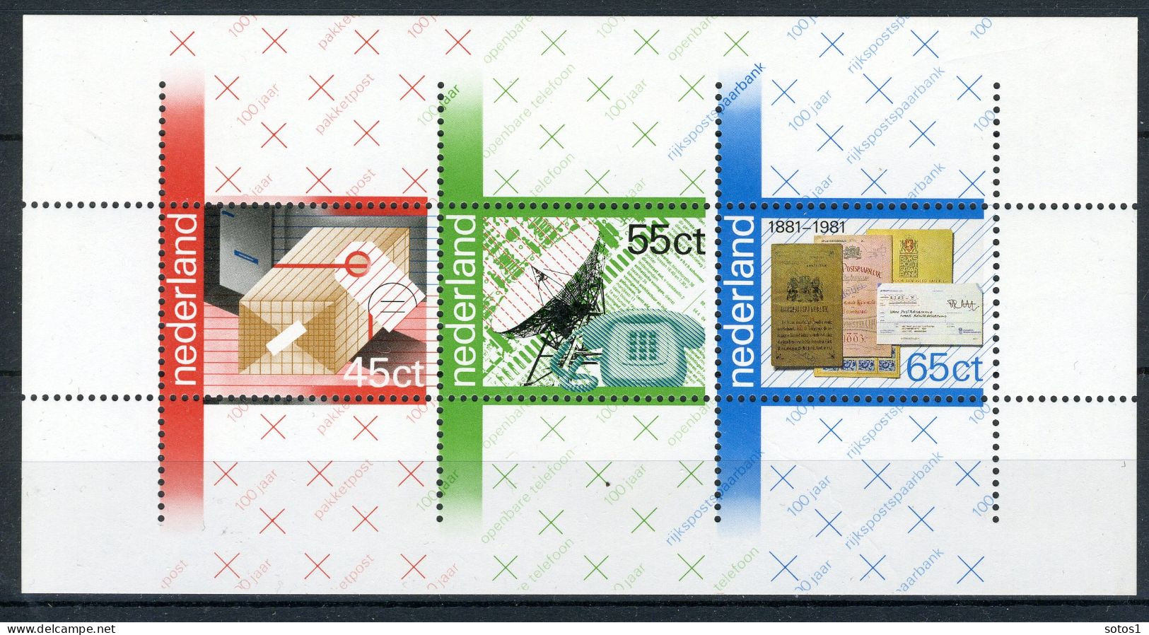 NEDERLAND 1223 MNH Blok 1981 - 100 Jaar P.T.T. Diensten - Blocs