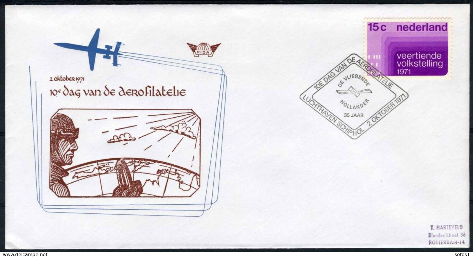 NEDERLAND 10e DAG VAN DE AEROFILATELIE 2/10/1971 -1 - Airmail