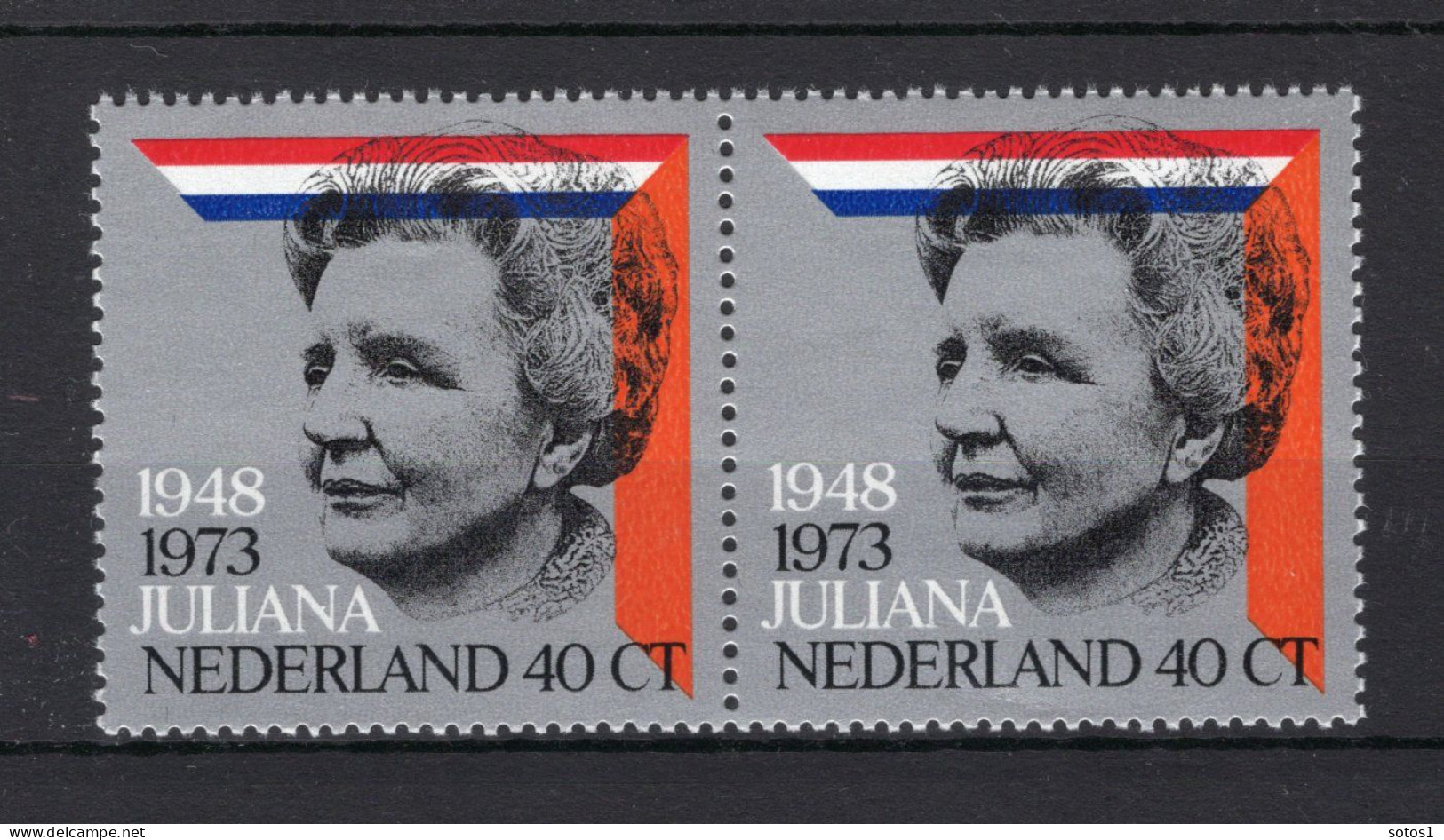 NEDERLAND 1036 MNH 1973 - 25 Jarig Regeringsjubileum Juliana (2 Stuks) -2 - Unused Stamps
