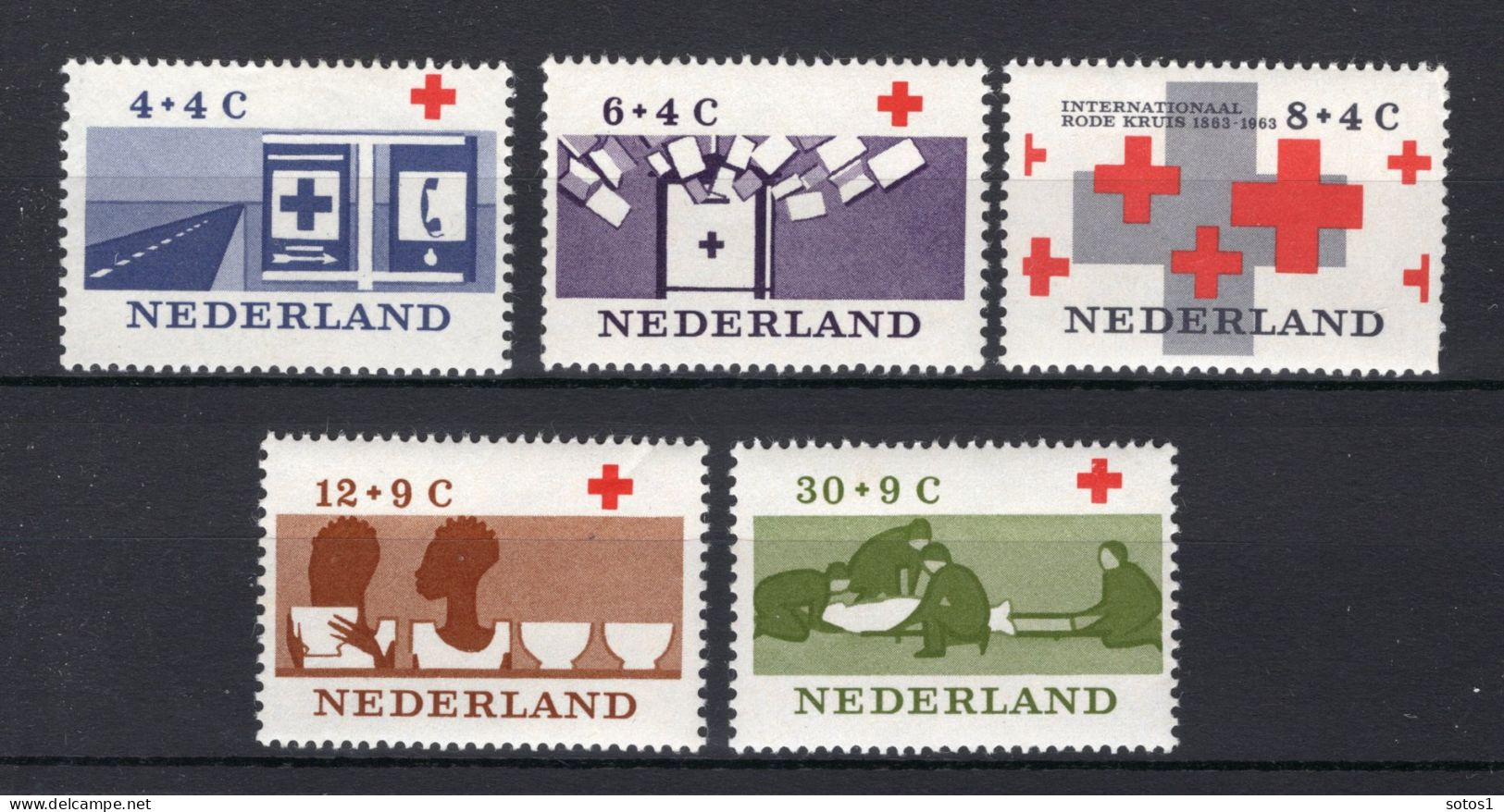 NEDERLAND 795/799 MNH 1963 - 100  Jaar Rode Kruis -1 - Neufs