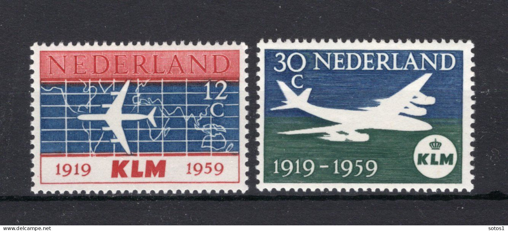 NEDERLAND 729/730 MH 1959 - 40 Jaar K.L.M. -1 - Unused Stamps