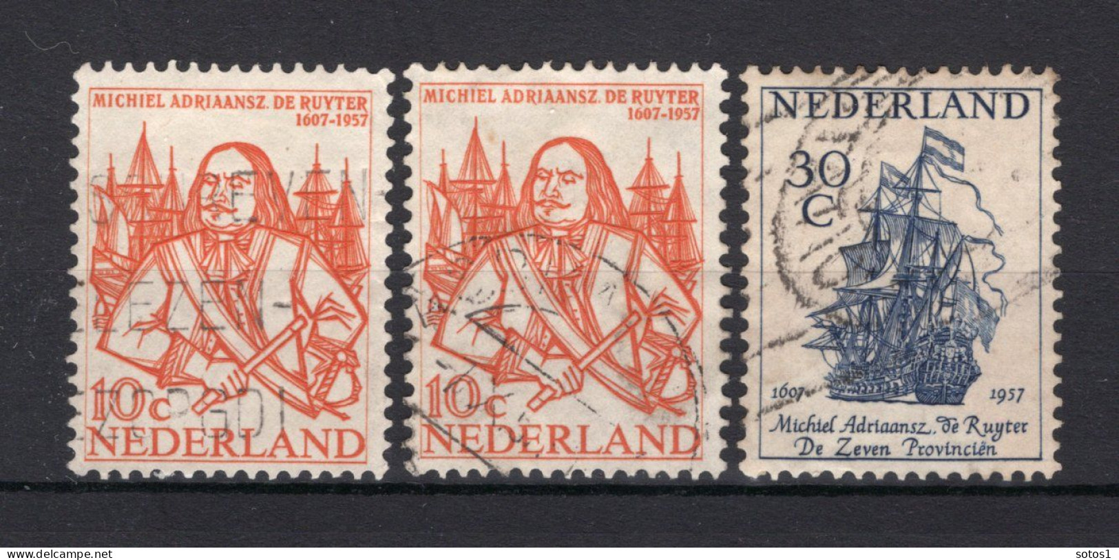 NEDERLAND 693/694 Gestempeld 1957 - De Ruyter-zegels - Oblitérés