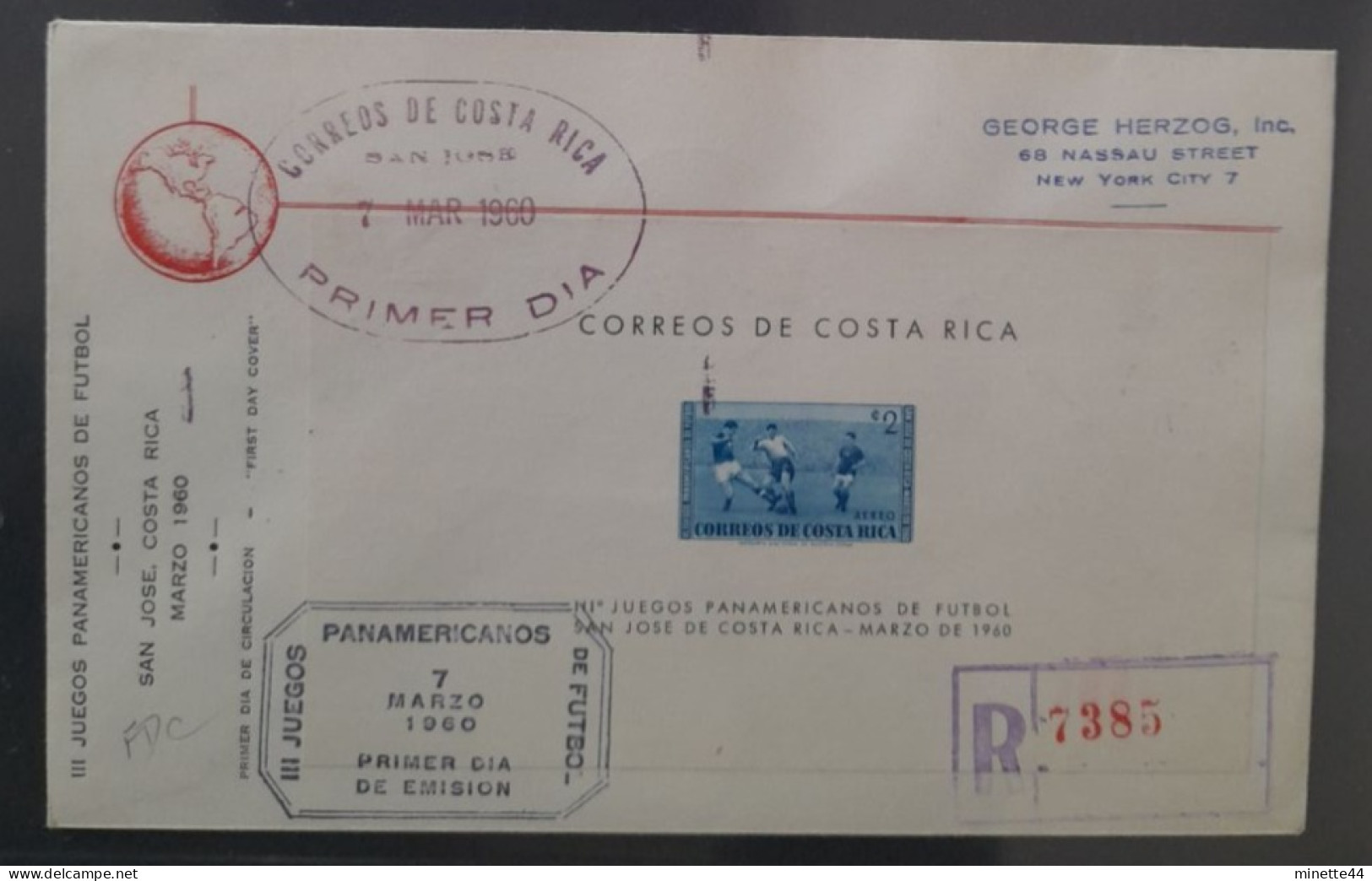 COSTA RICA 1960 FDC BLOCK  FOOTBALL FUSSBALL SOCCER CALCIO VOETBAL FUTBOL FUTEBOL FOOT FOTBAL - Briefe U. Dokumente