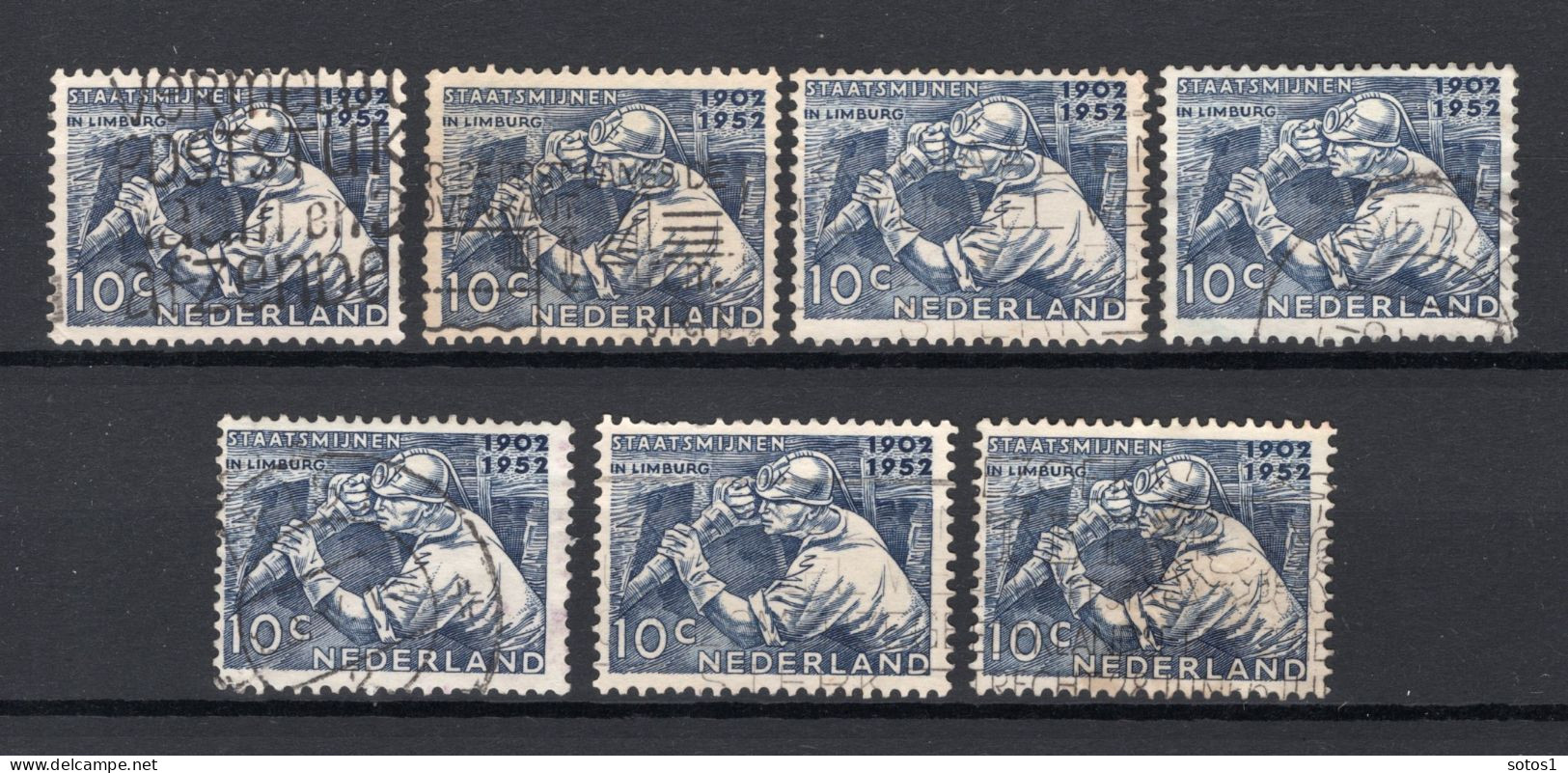 NEDERLAND 582 Gestempeld 1952 - 50 Jaar Nederlandse Staatsmijnen (7 Stuks) - Oblitérés