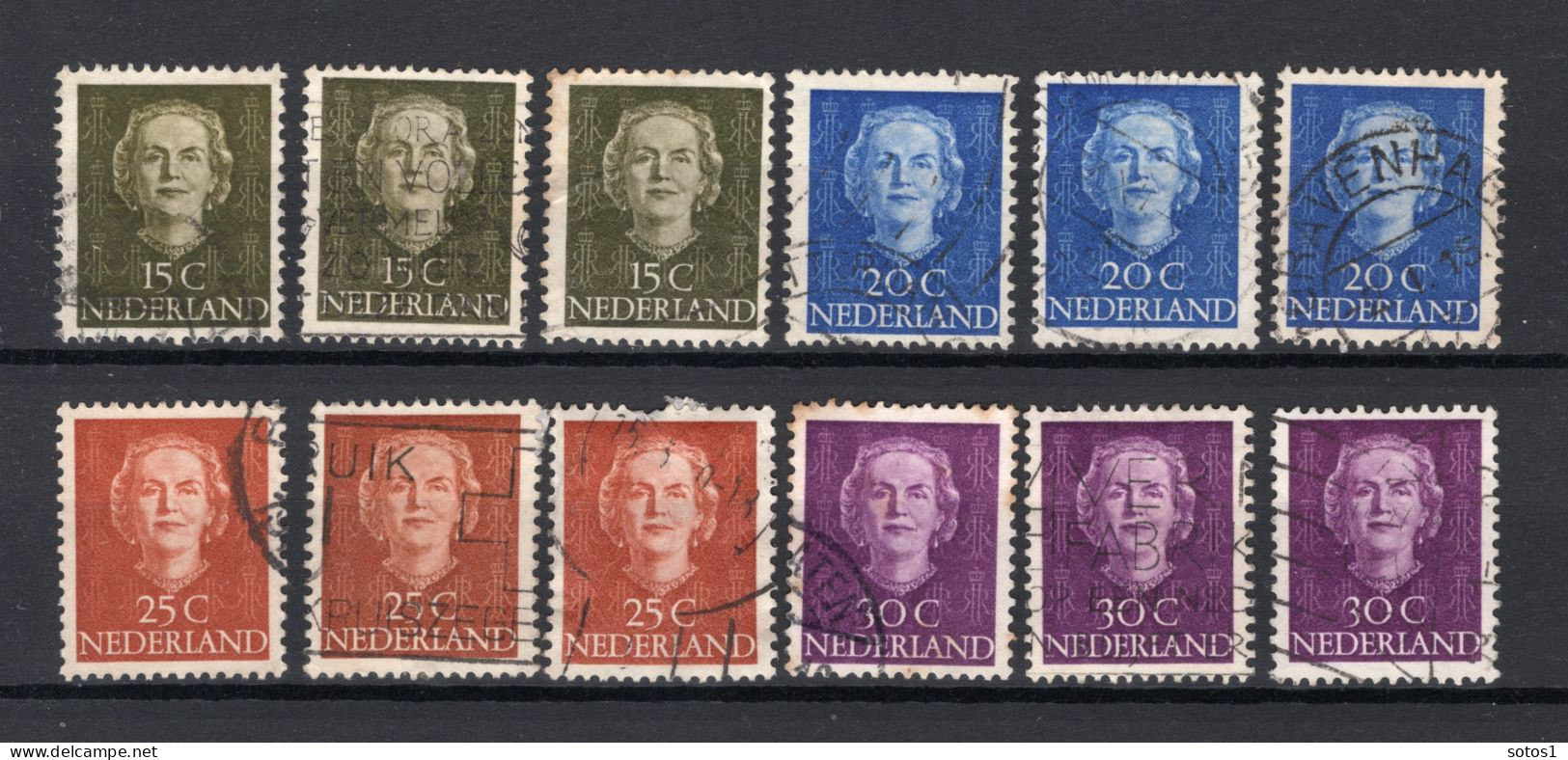 NEDERLAND 523/526 Gestempeld 1949-1951 - Koningin Juliana (3 Stuks) - Oblitérés