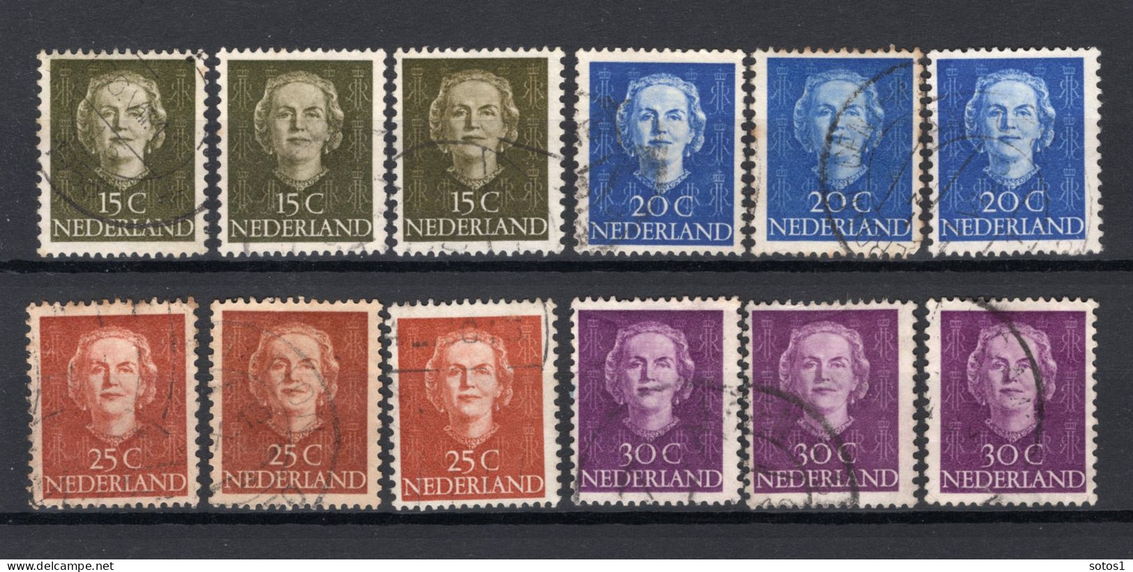 NEDERLAND 523/526 Gestempeld 1949-1951 - Koningin Juliana (3 Stuks) -1 - Oblitérés