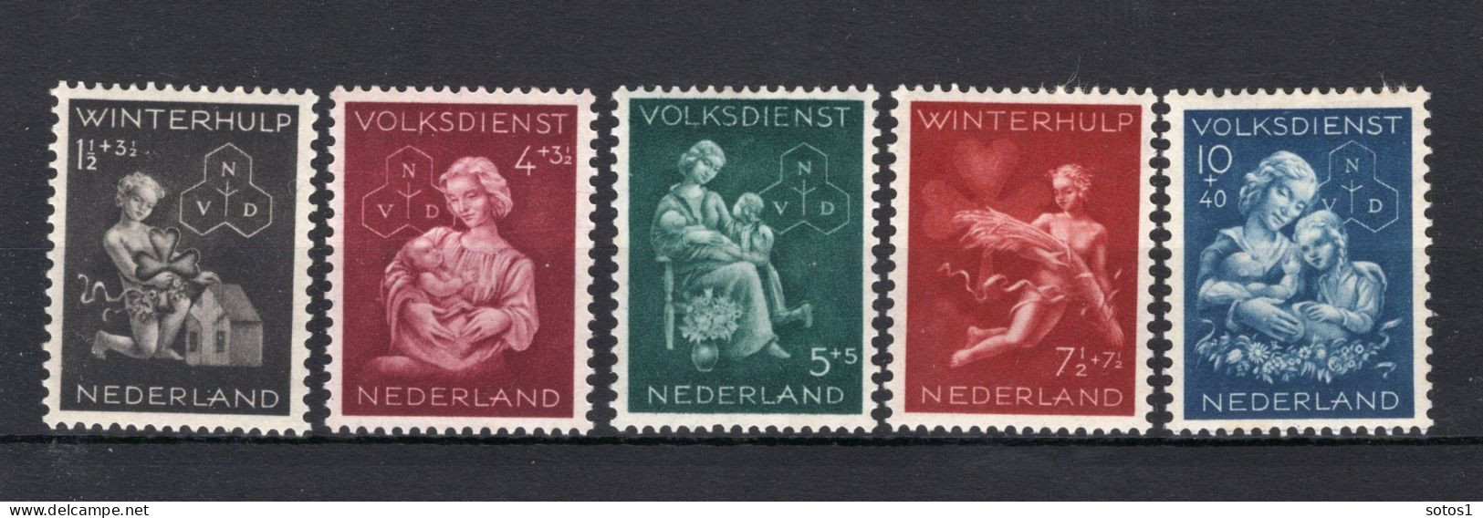 NEDERLAND 423/427 MH 1944 - Winterhulp-Volksdienstzegels -2 - Unused Stamps
