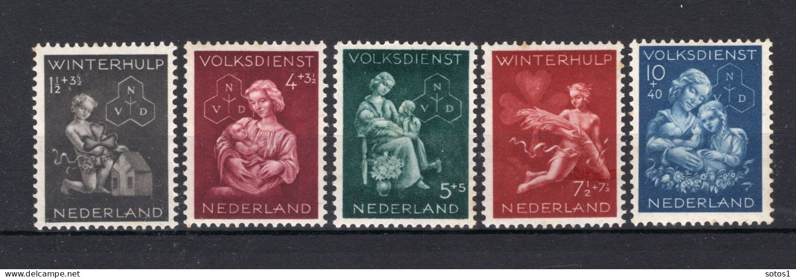 NEDERLAND 423/427 MH 1944 - Winterhulp-Volksdienstzegels -1 - Unused Stamps