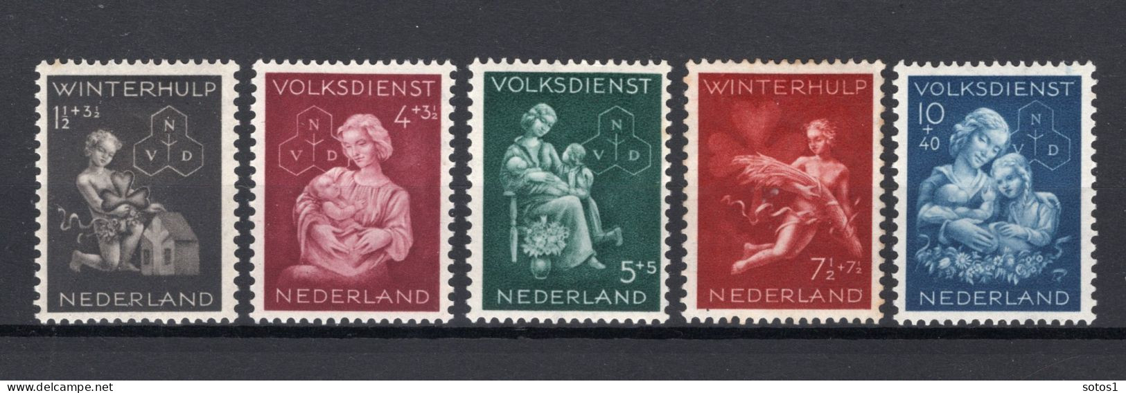 NEDERLAND 423/427 MH 1944 - Winterhulp-Volksdienstzegels - Unused Stamps