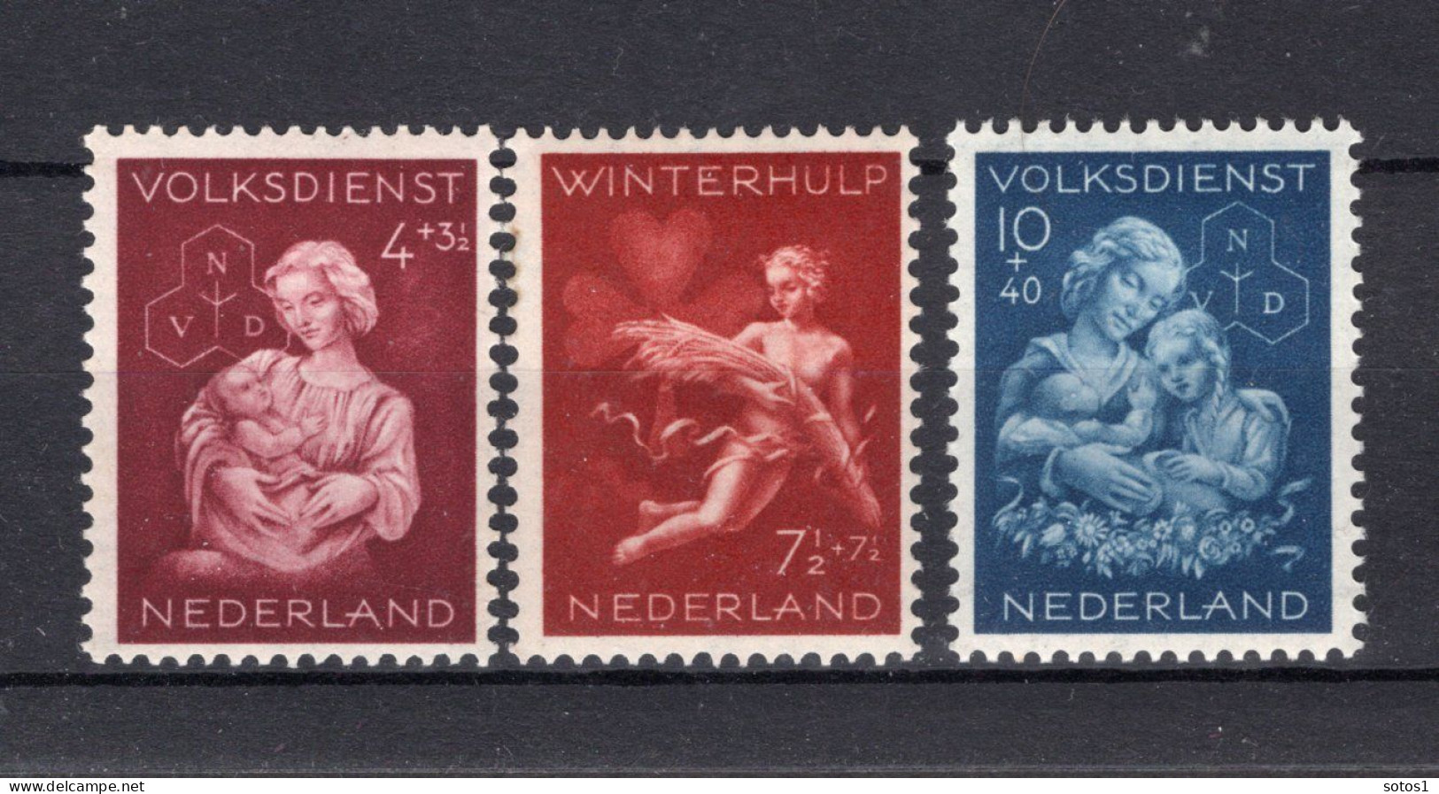 NEDERLAND 424-426/427 MH 1944 - Winterhulp-Volksdienstzegels - Unused Stamps