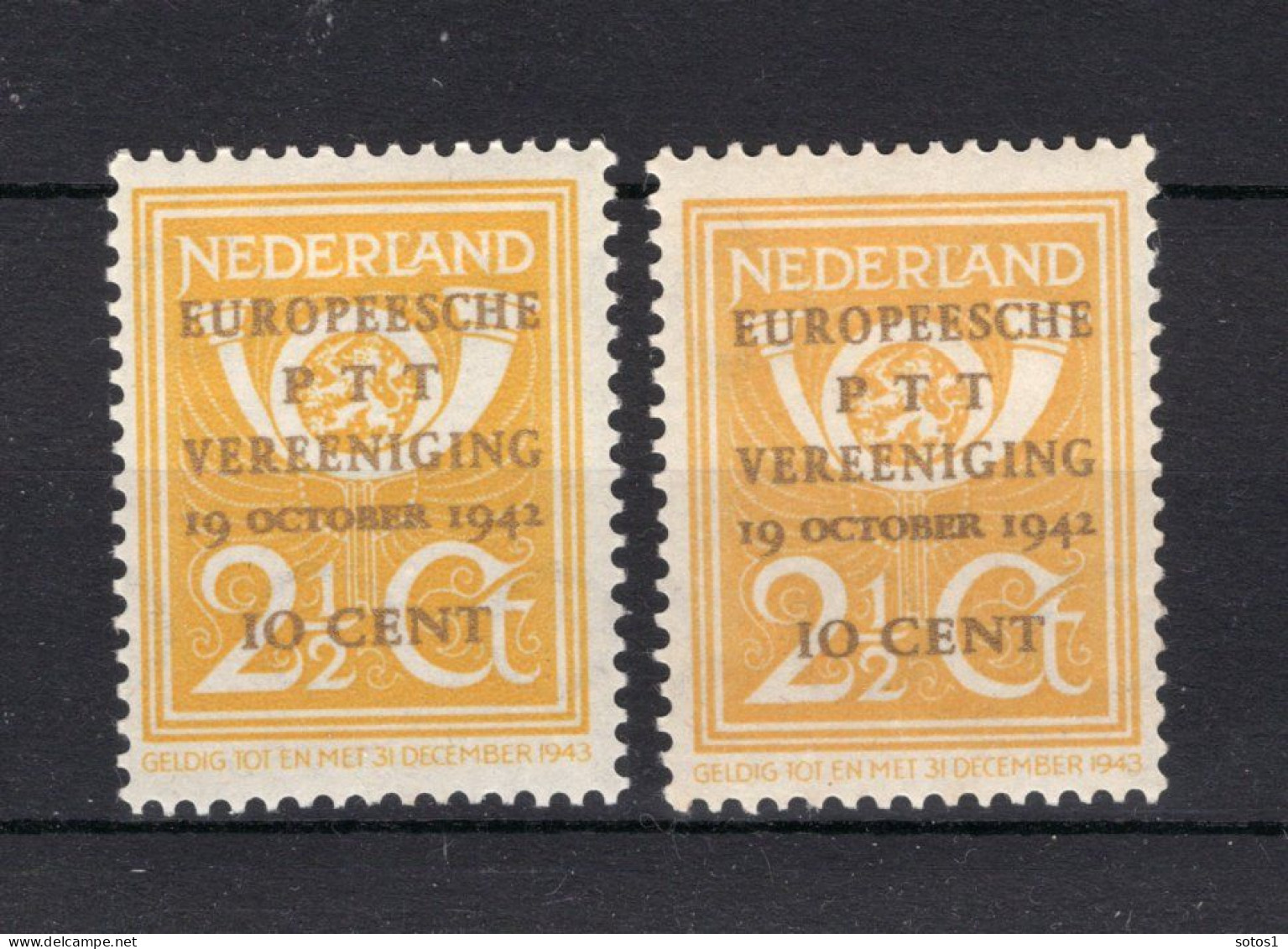 NEDERLAND 404 MH 1943 - Europese P.T.T. Vereniging (2 Stuks) - Unused Stamps