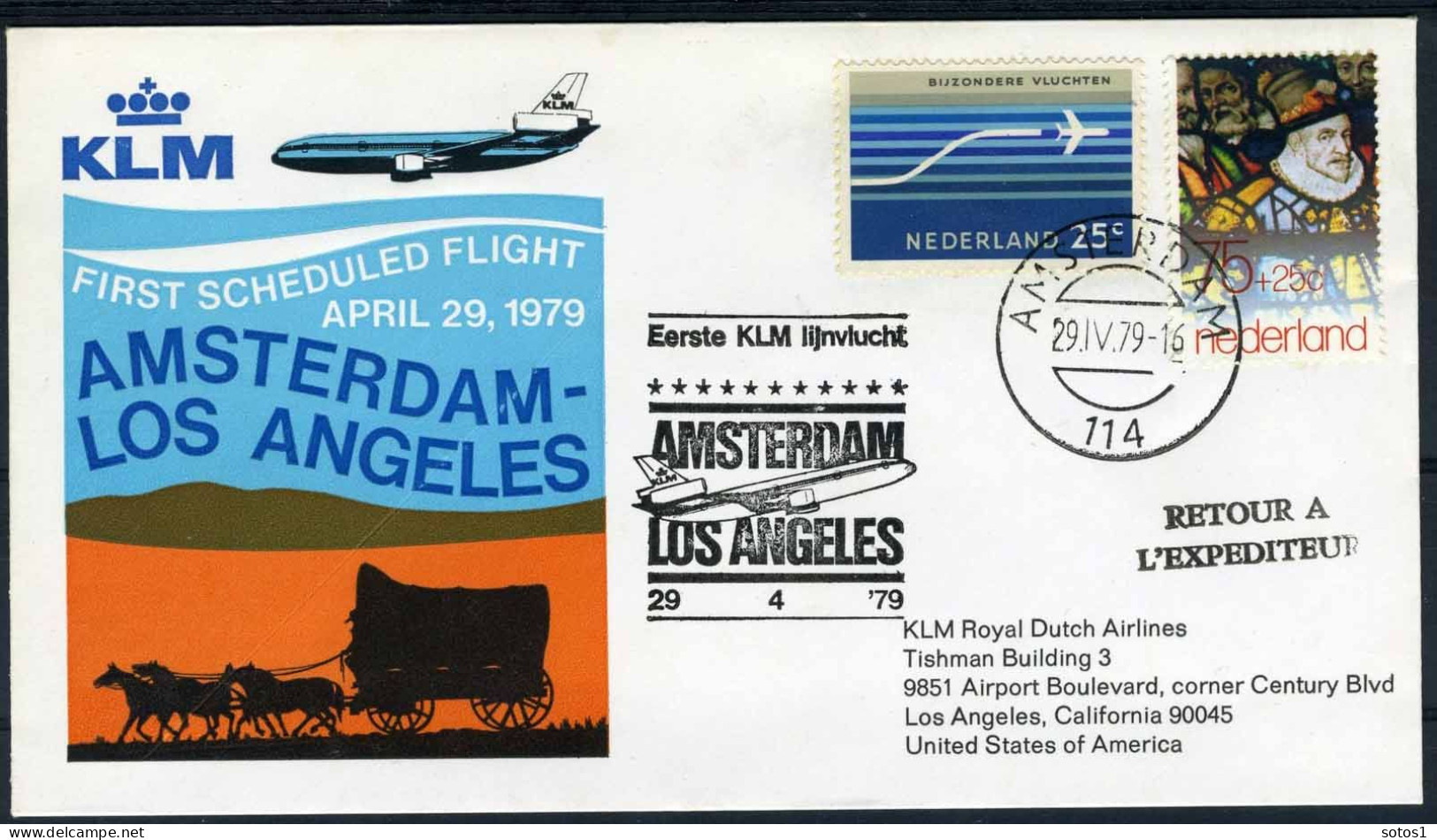 NEDERLAND 1e VLUCHT AMSTERDAM - LOS ANGELES 29/04/1979 - Airmail