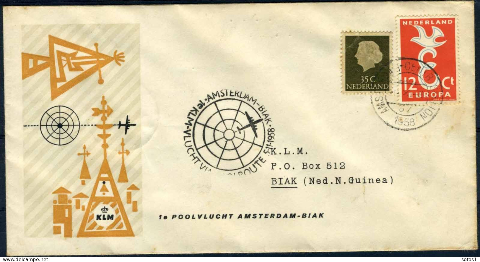 NEDERLAND 1e VLUCHT AMSTERDAM - BIAK 05/11/1958 - Airmail