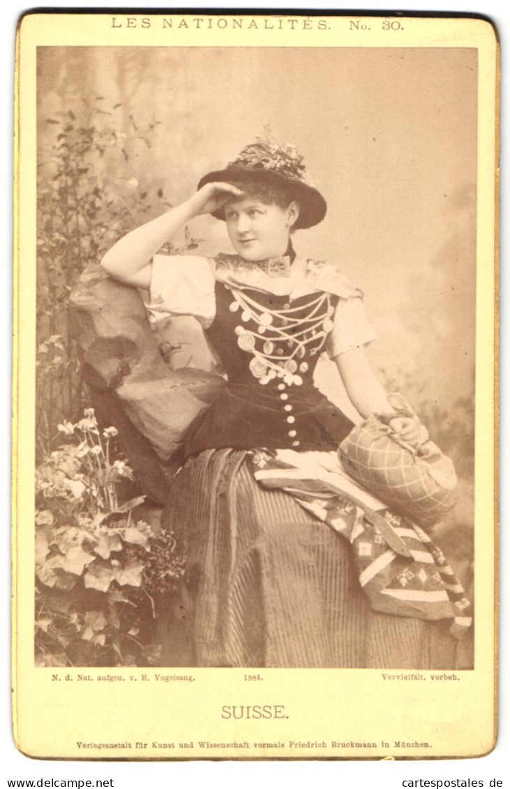 Fotografie E. Vogelsang, München, Portrait Junge Frau In Tracht Aus Der Schweiz, Suisse, Les Nationalites  - Personnes Anonymes