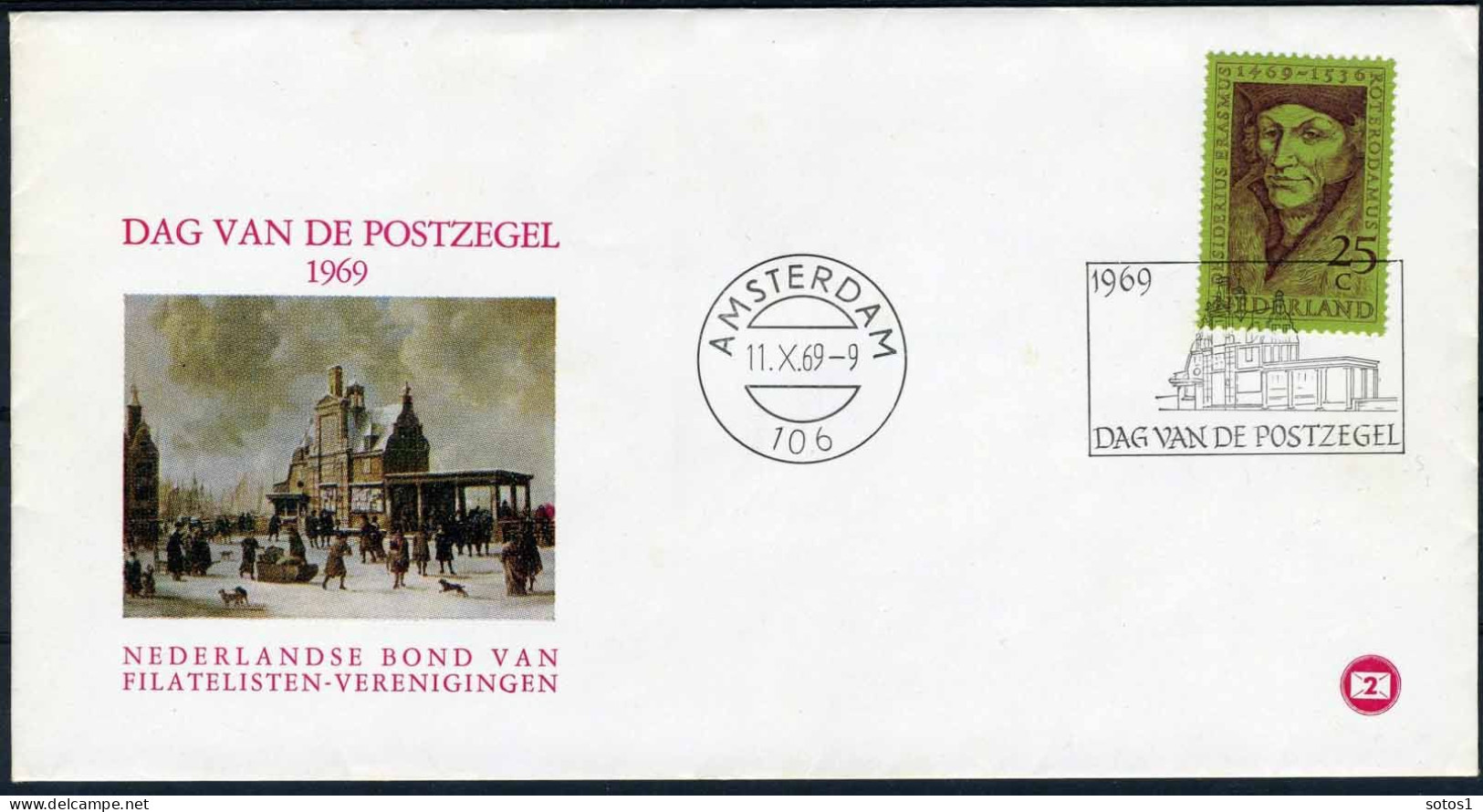 NEDERLAND Dag Van De Postzegel 1969 Amsterdam 11/10/1969 - Brieven En Documenten