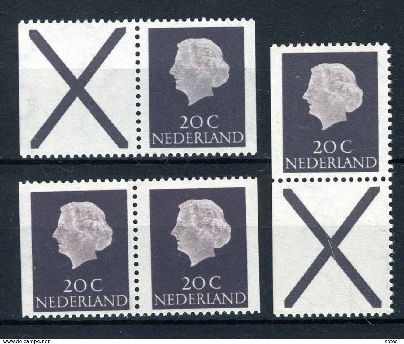 NEDERLAND C34-36/39 MNH 1968 - Combinaties PB6, Gewoon Papier - Carnets Et Roulettes