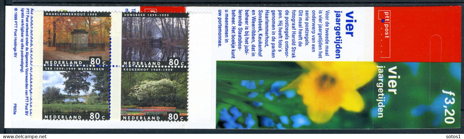 NEDERLAND PB53a MNH 1999 - Postzegelboekje 4 Jaargetijden, Keukenhof - Booklets & Coils