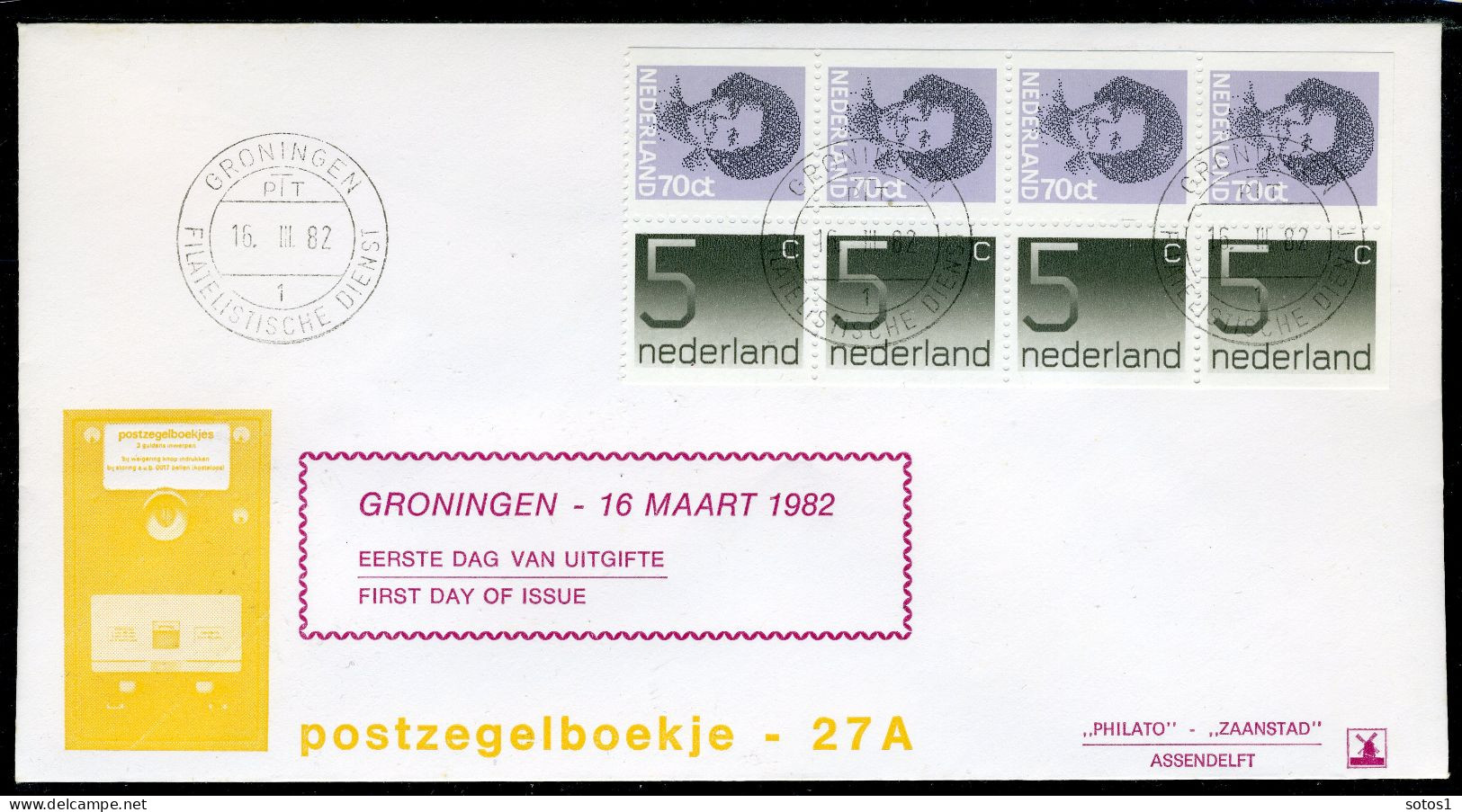 NEDERLAND PB27a FDC 1982 - Postzegelboekje - Carnets Et Roulettes